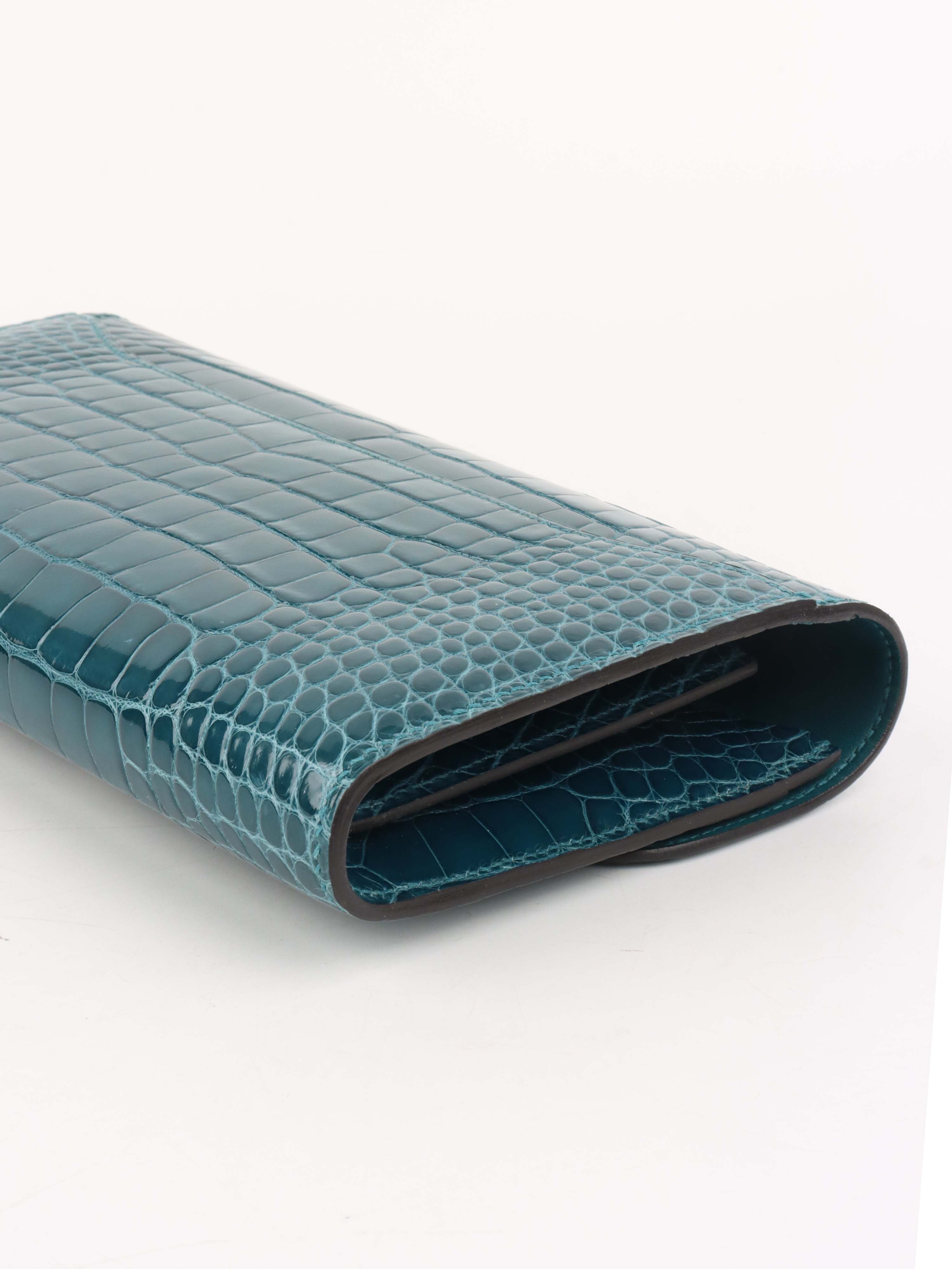 Hermes Alligator Constance Wallet Vert Bosphore.