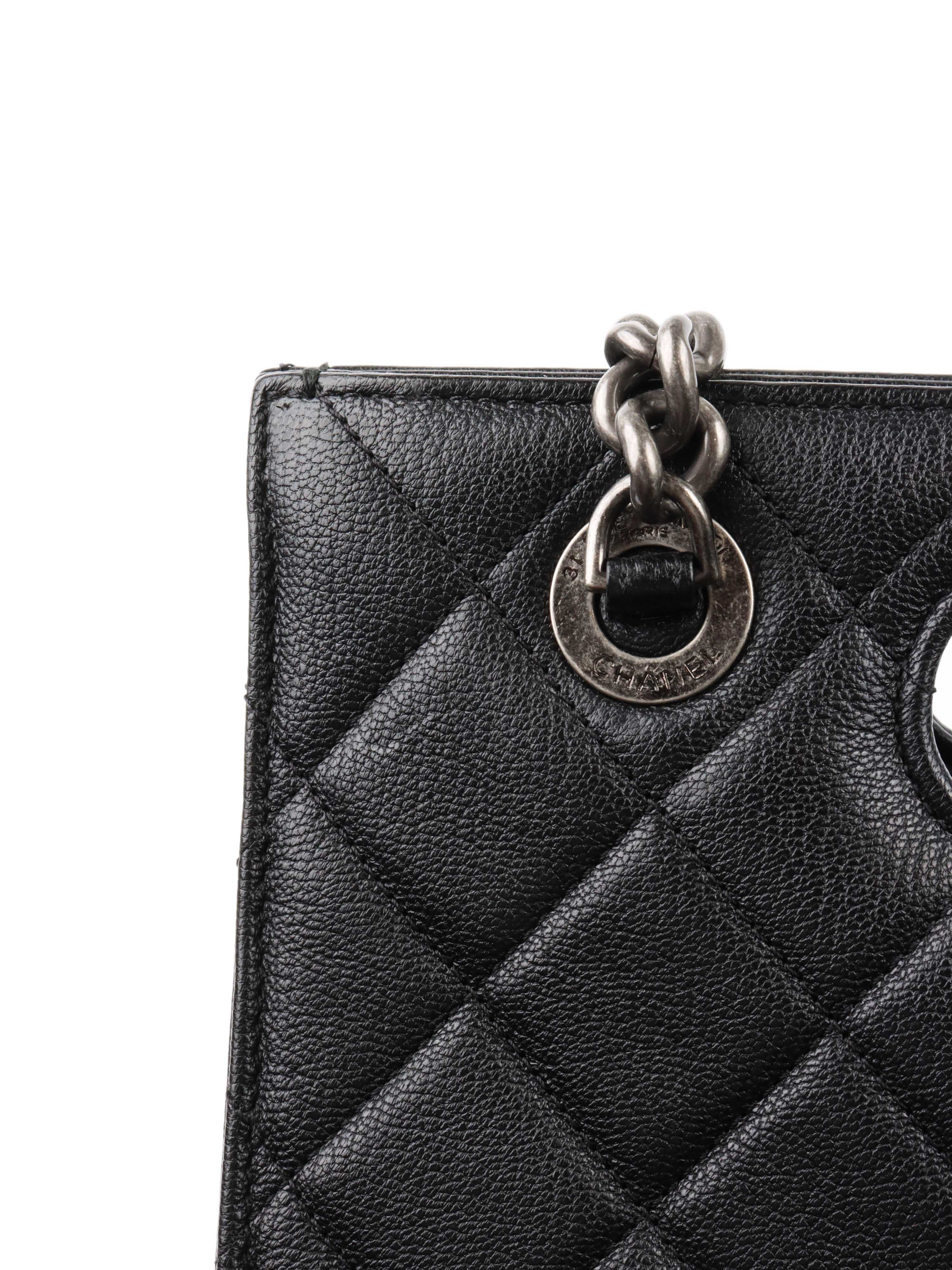 Chanel Black Caviar Quilted Leather Shopping Tote.