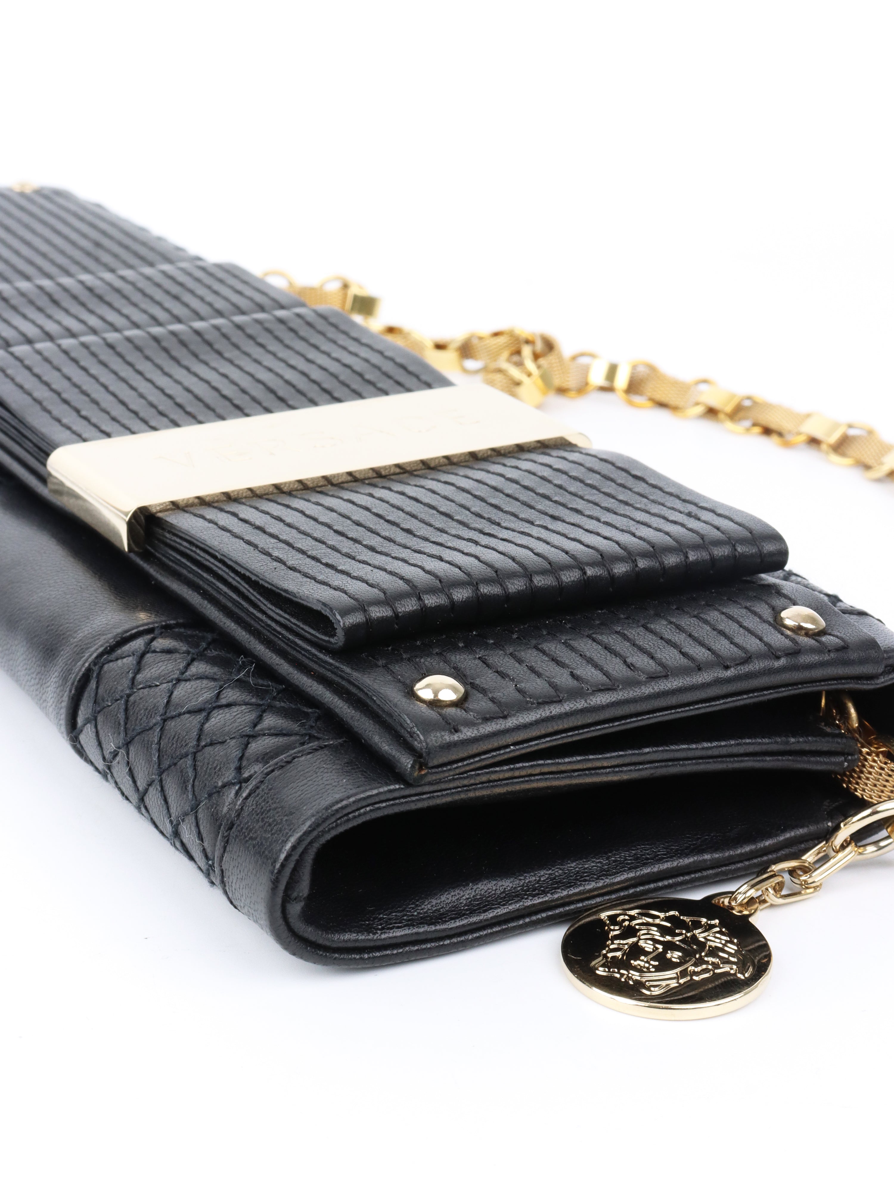 Versace Black Long Thin Clutch.