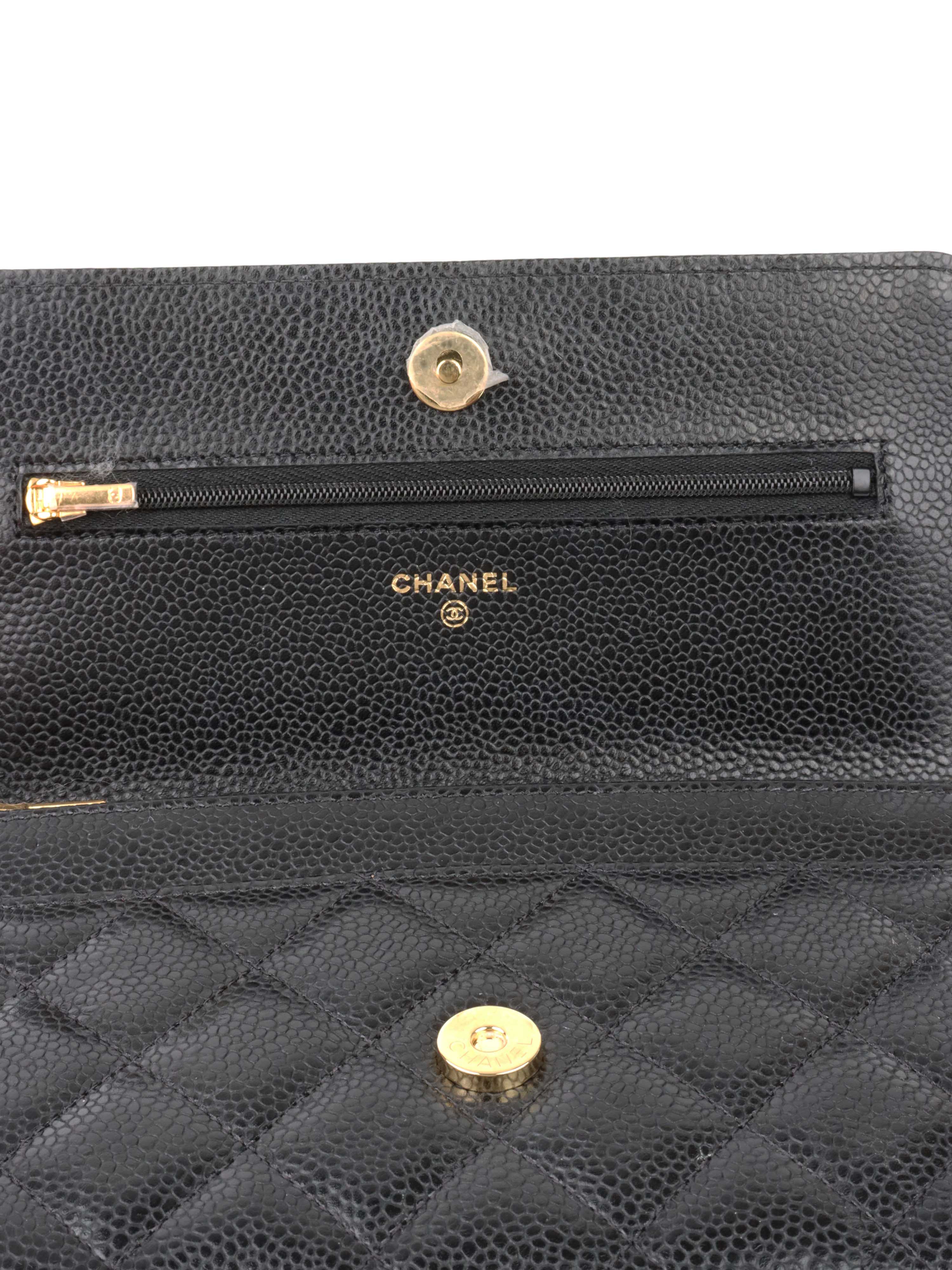 Chanel Black Caviar Wallet on Chain GHW.