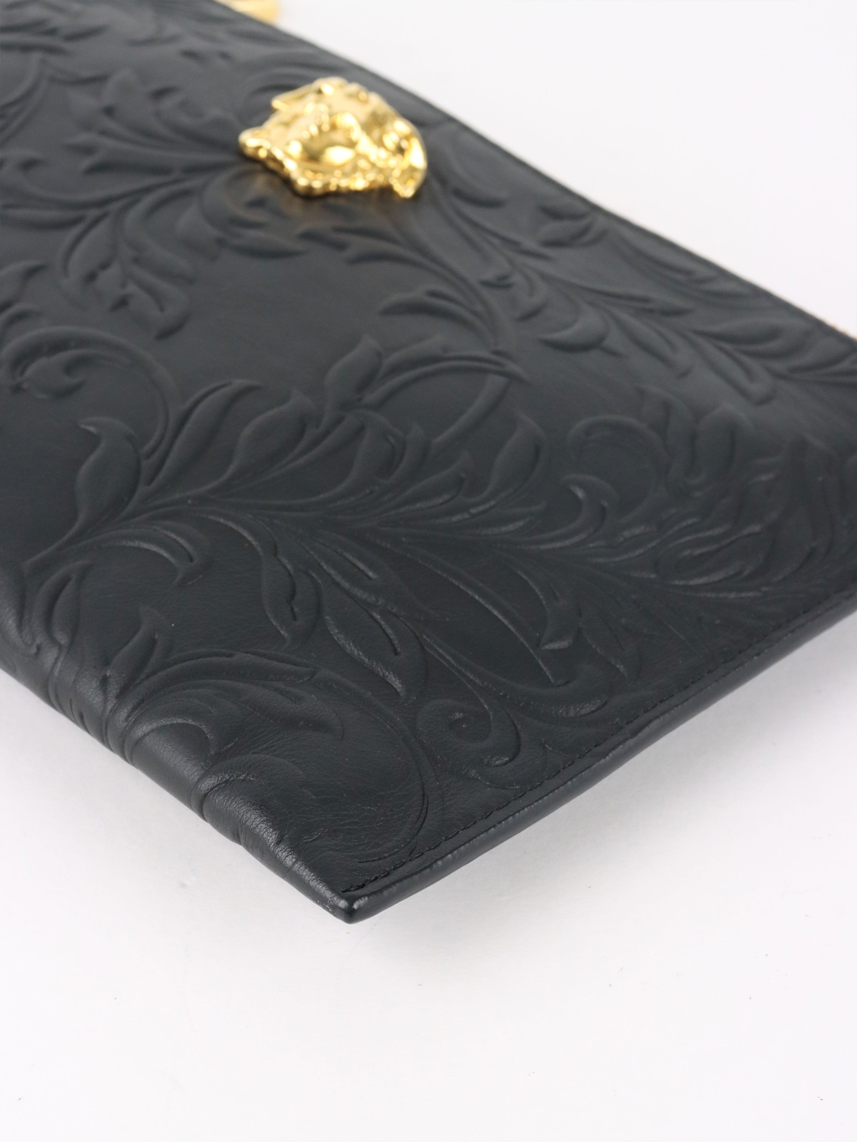 Versace Black Medusa Floral Clutch