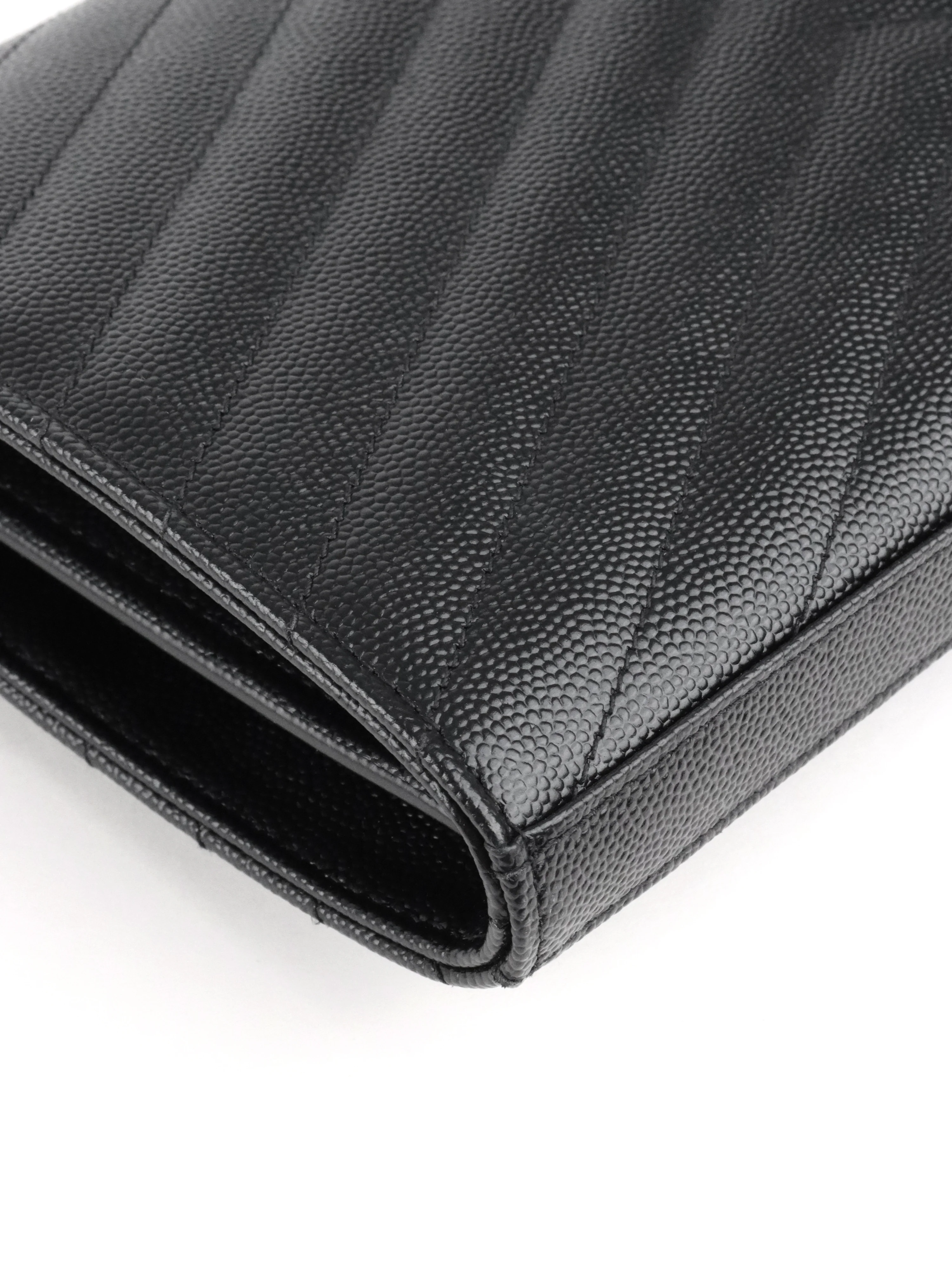 Saint Laurent Black Cassandre Envelope Chain Wallet