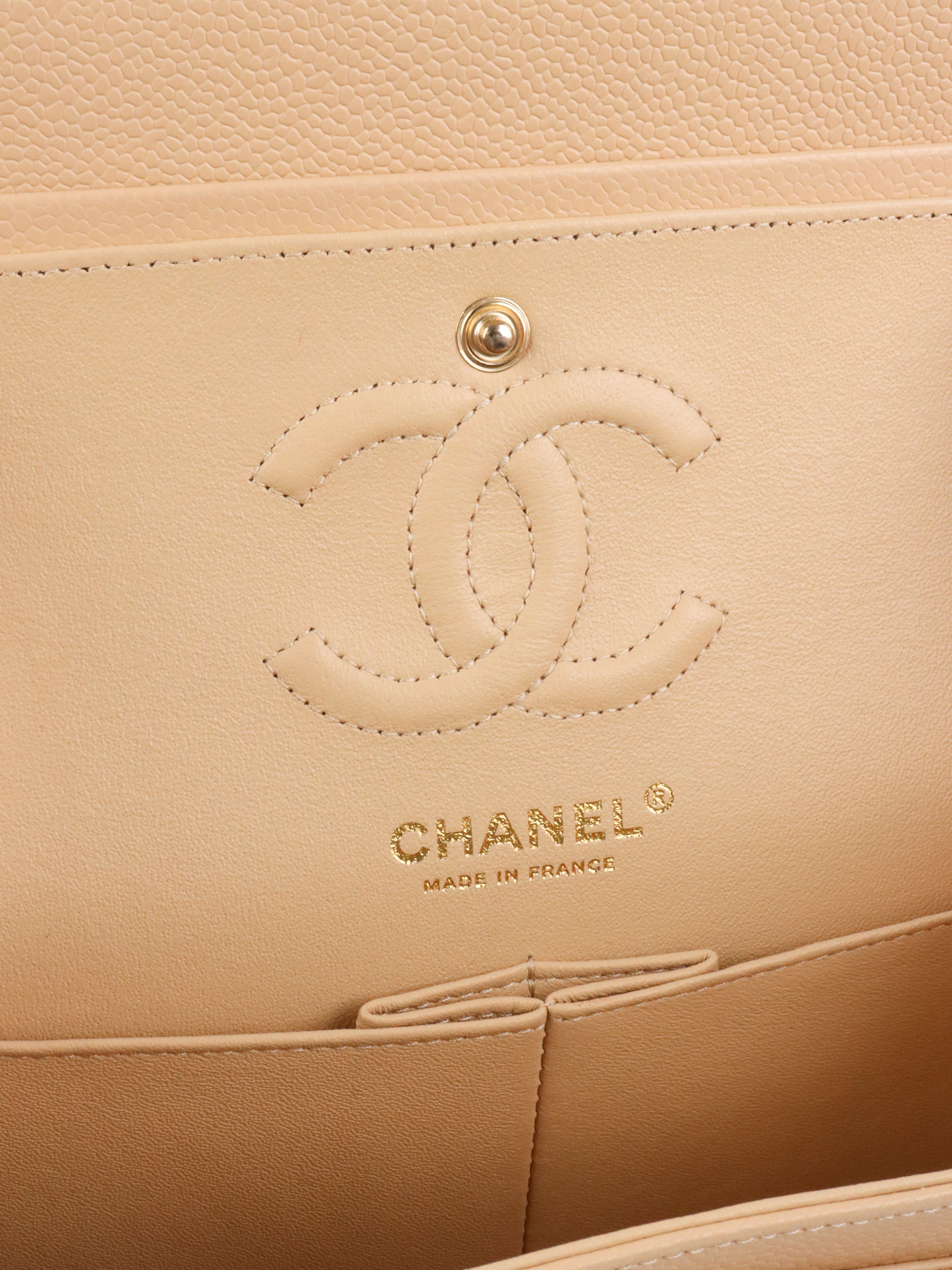 Chanel Small Beige Caviar Classic Flap