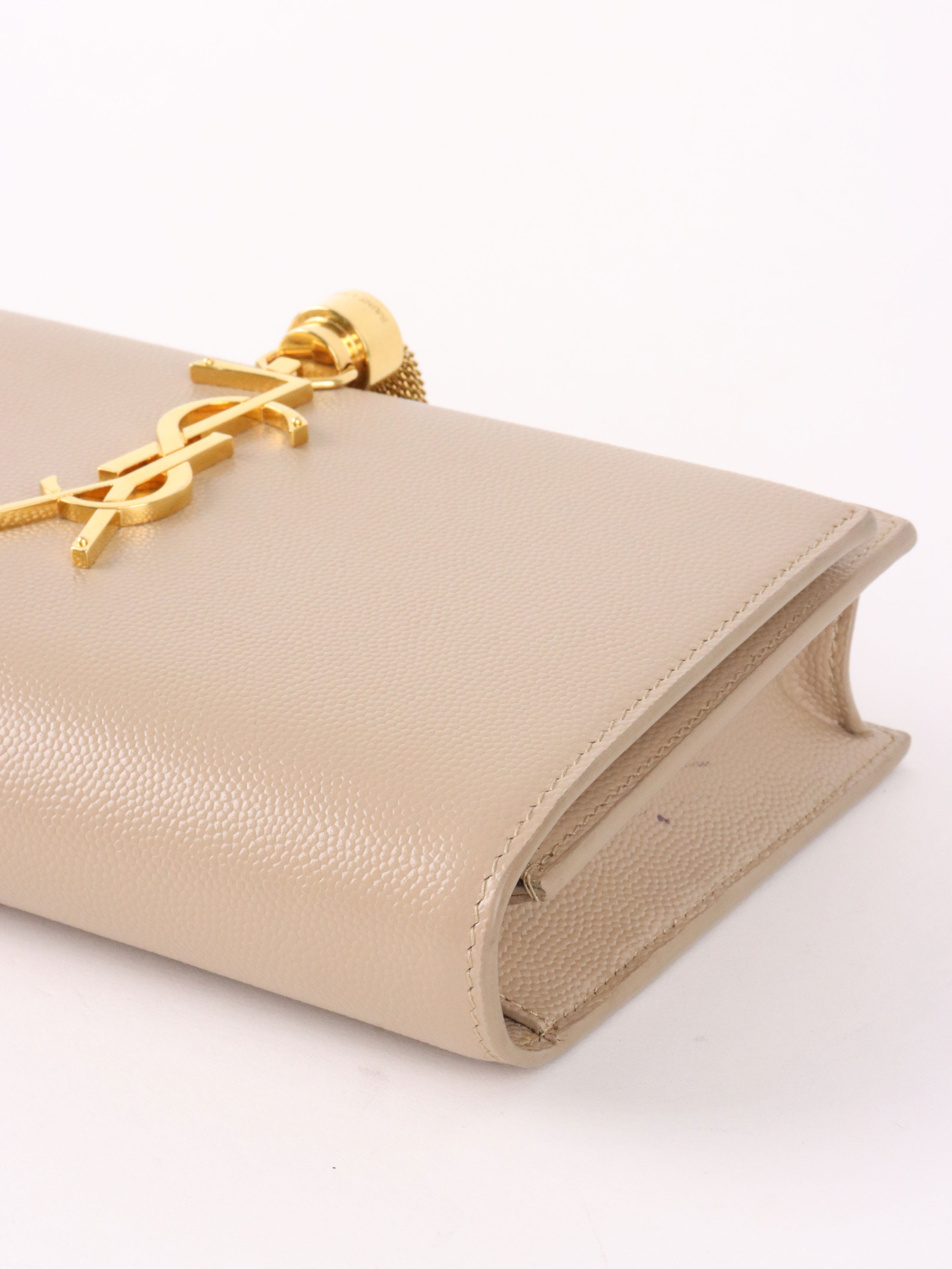 Saint Laurent Small Beige Kate Bag with Tassel