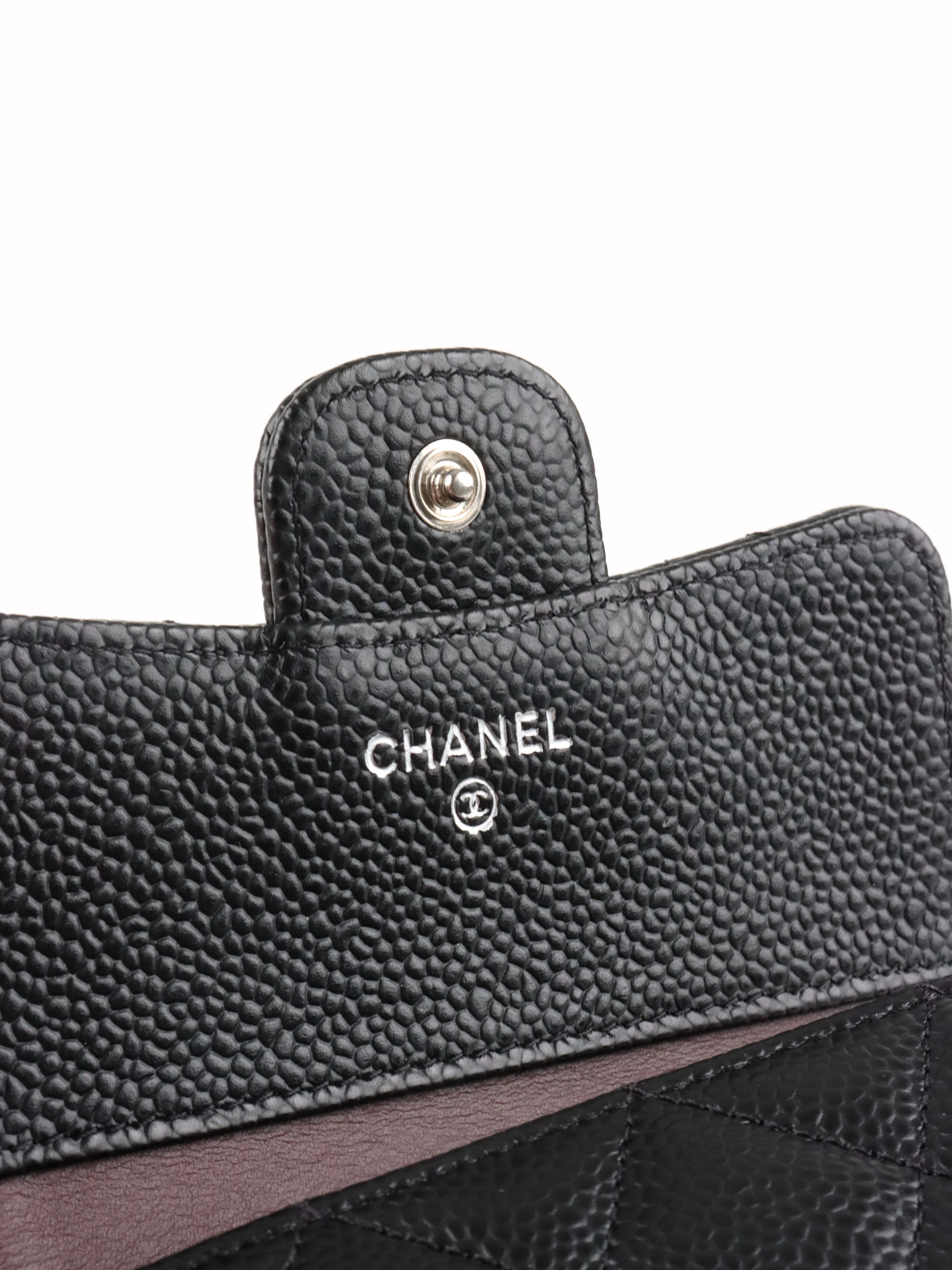 Chanel Small Black Caviar Flap Wallet SHW