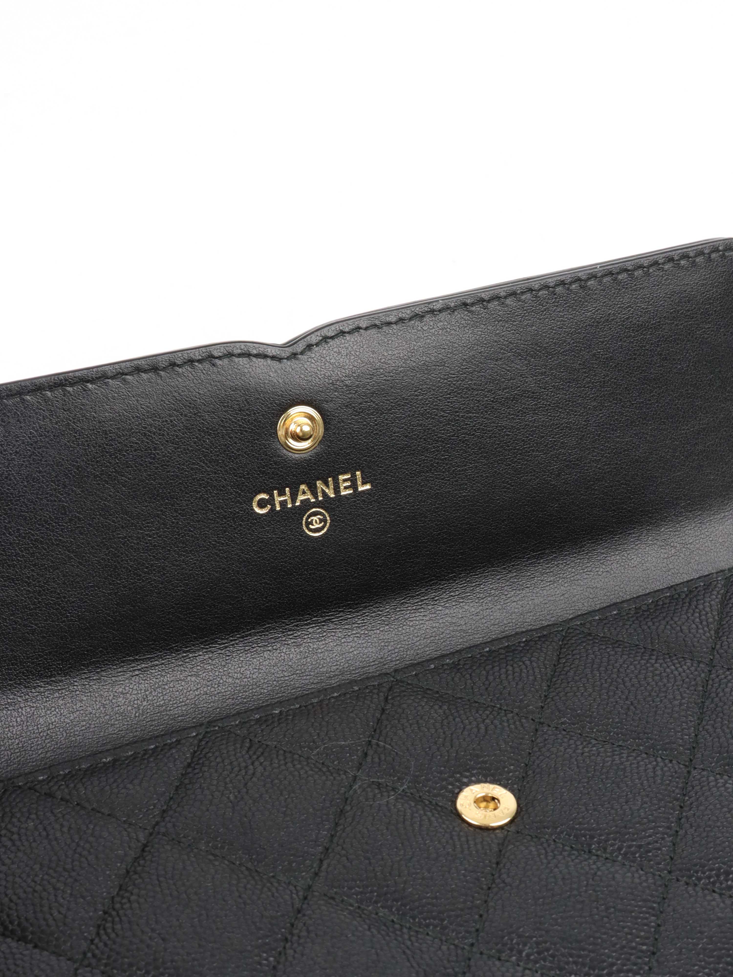 Chanel Black Caviar Long Wallet.