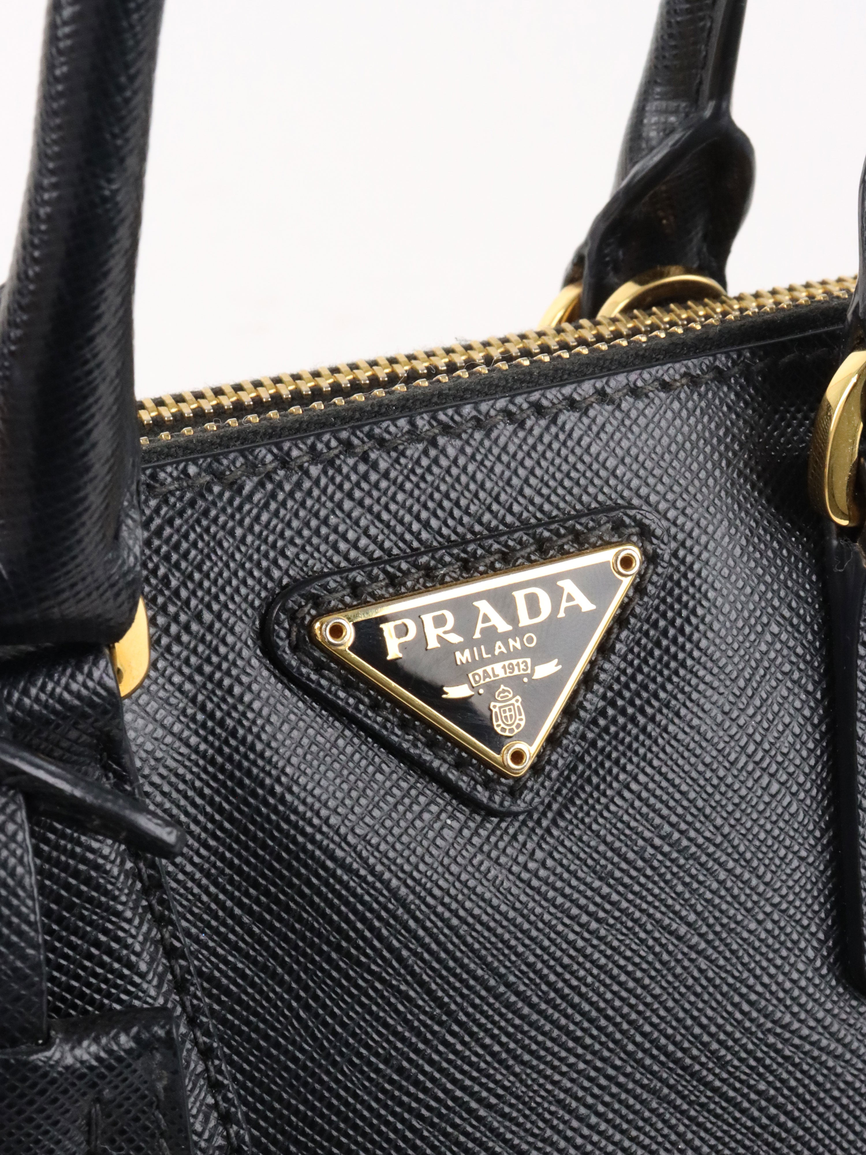 Prada Black Mini Galleria Patent Saffiano Bag