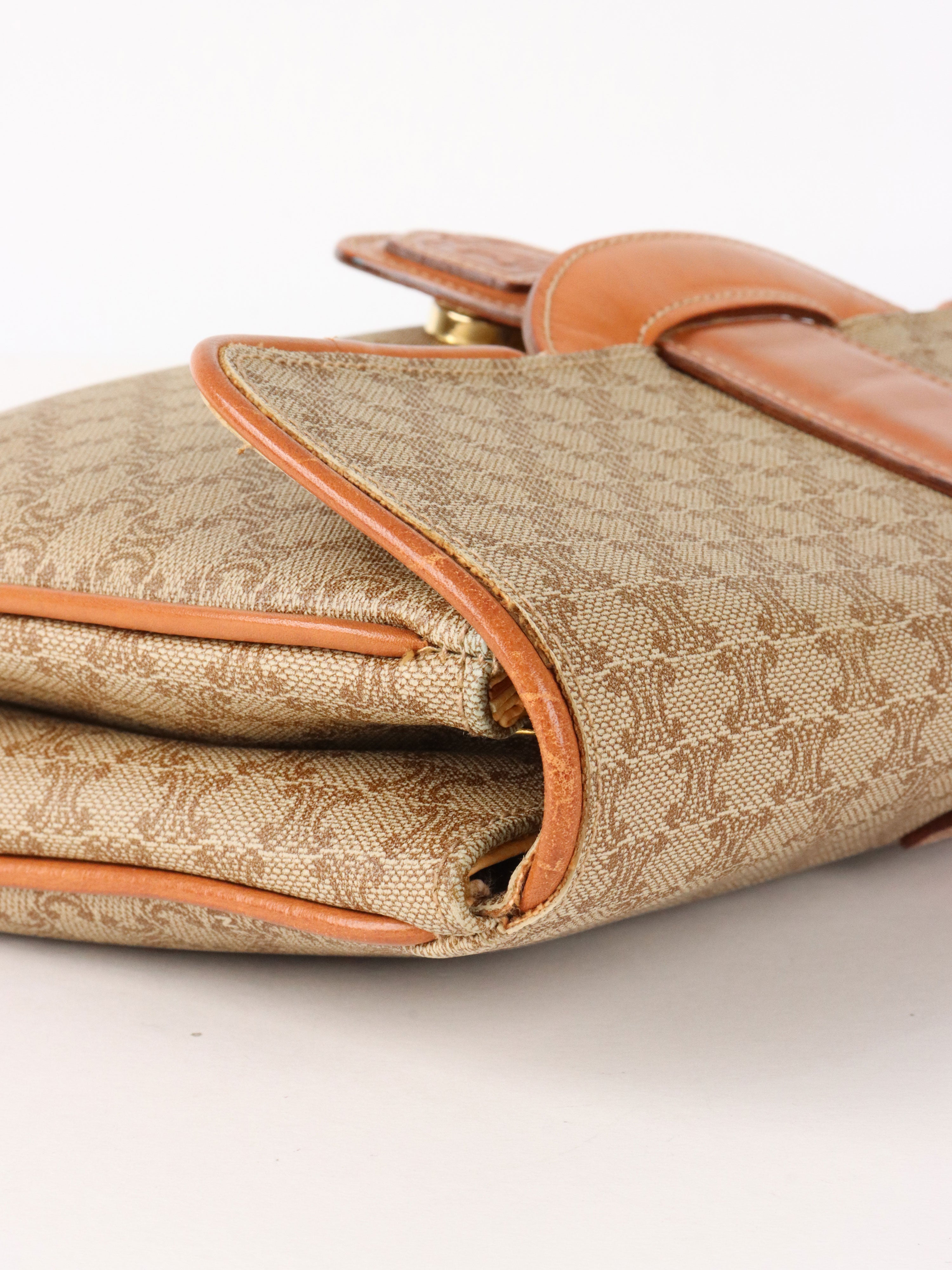 Celine Vintage Macadam Pattern Coated Canvas Clutch Bag