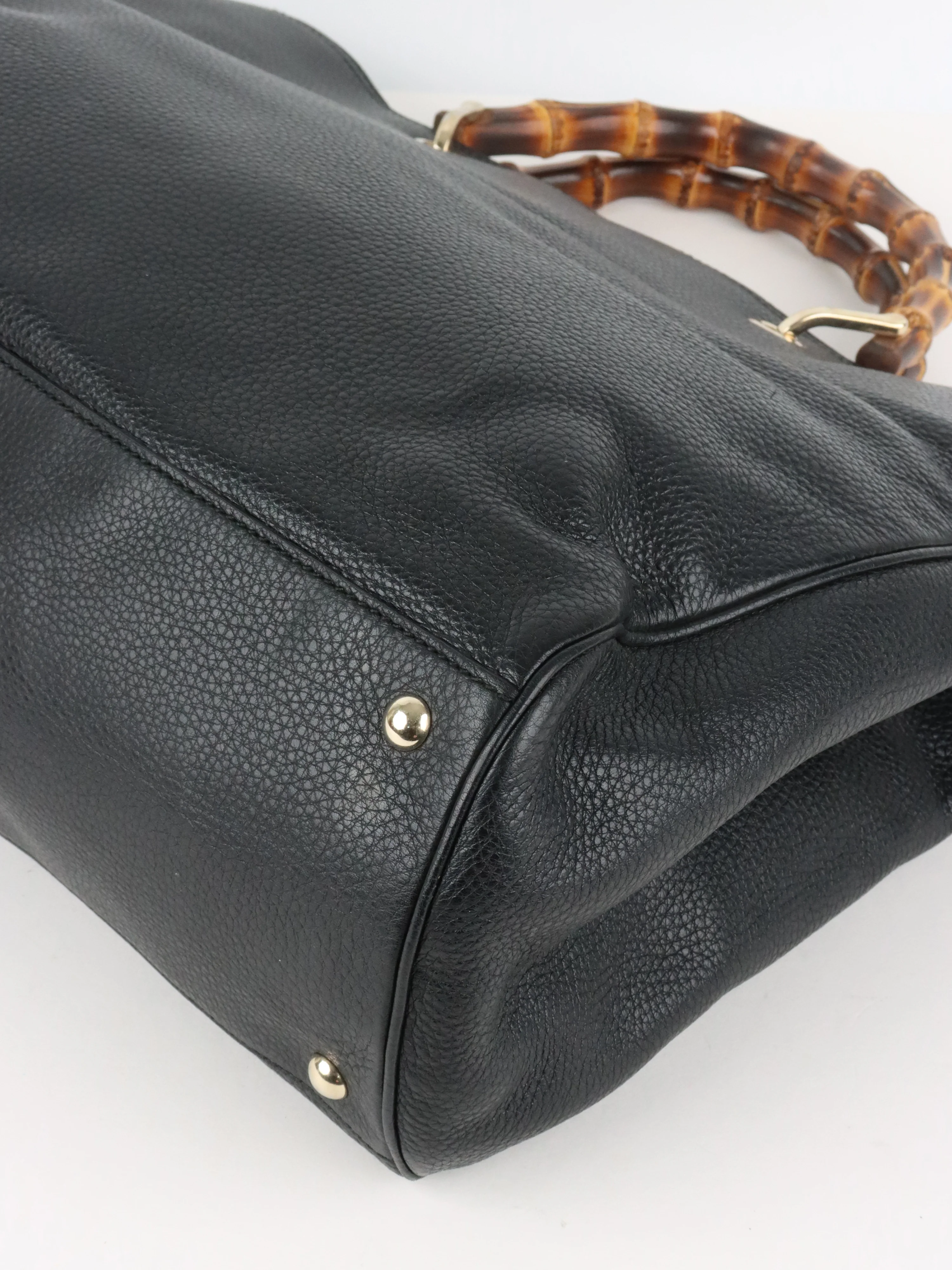 Gucci Bamboo Handle Large Black Leather Shopper Tote