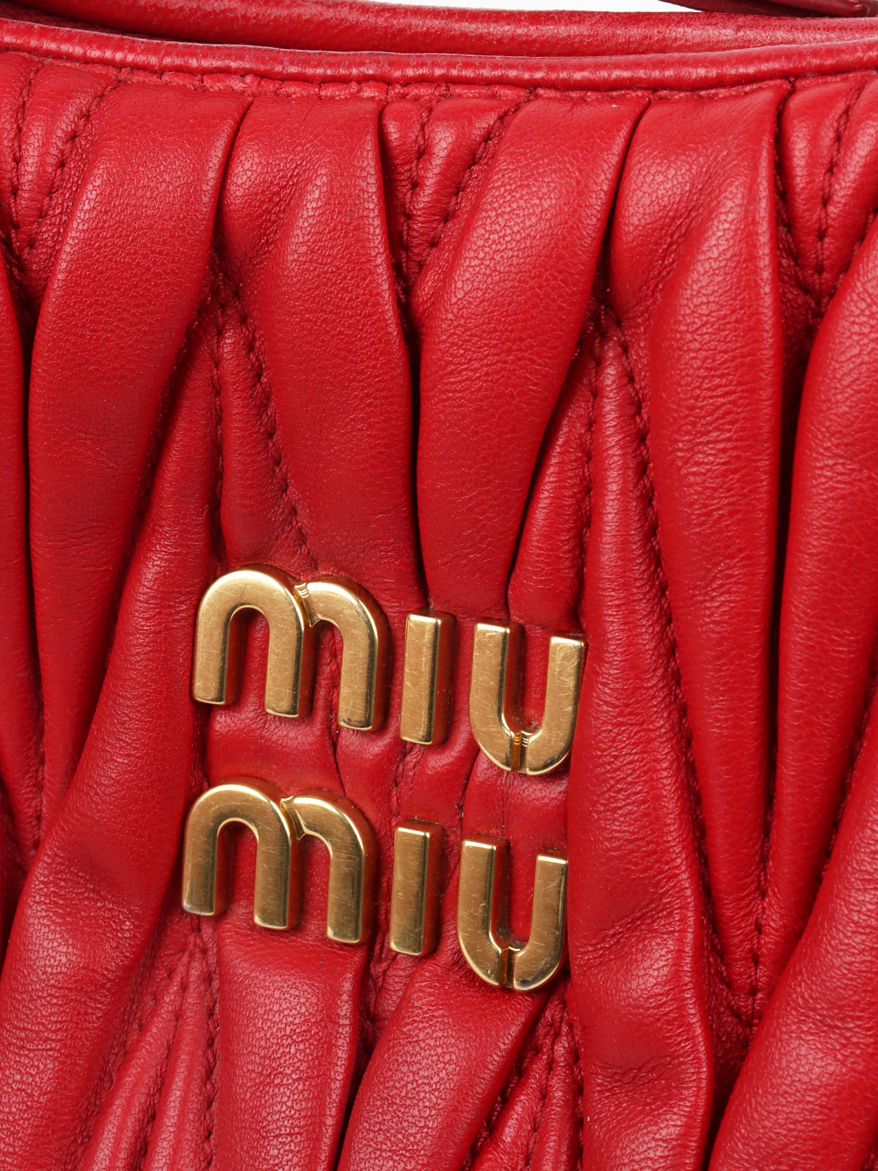 Miu Miu Small Red Wander Matelassé Bag.
