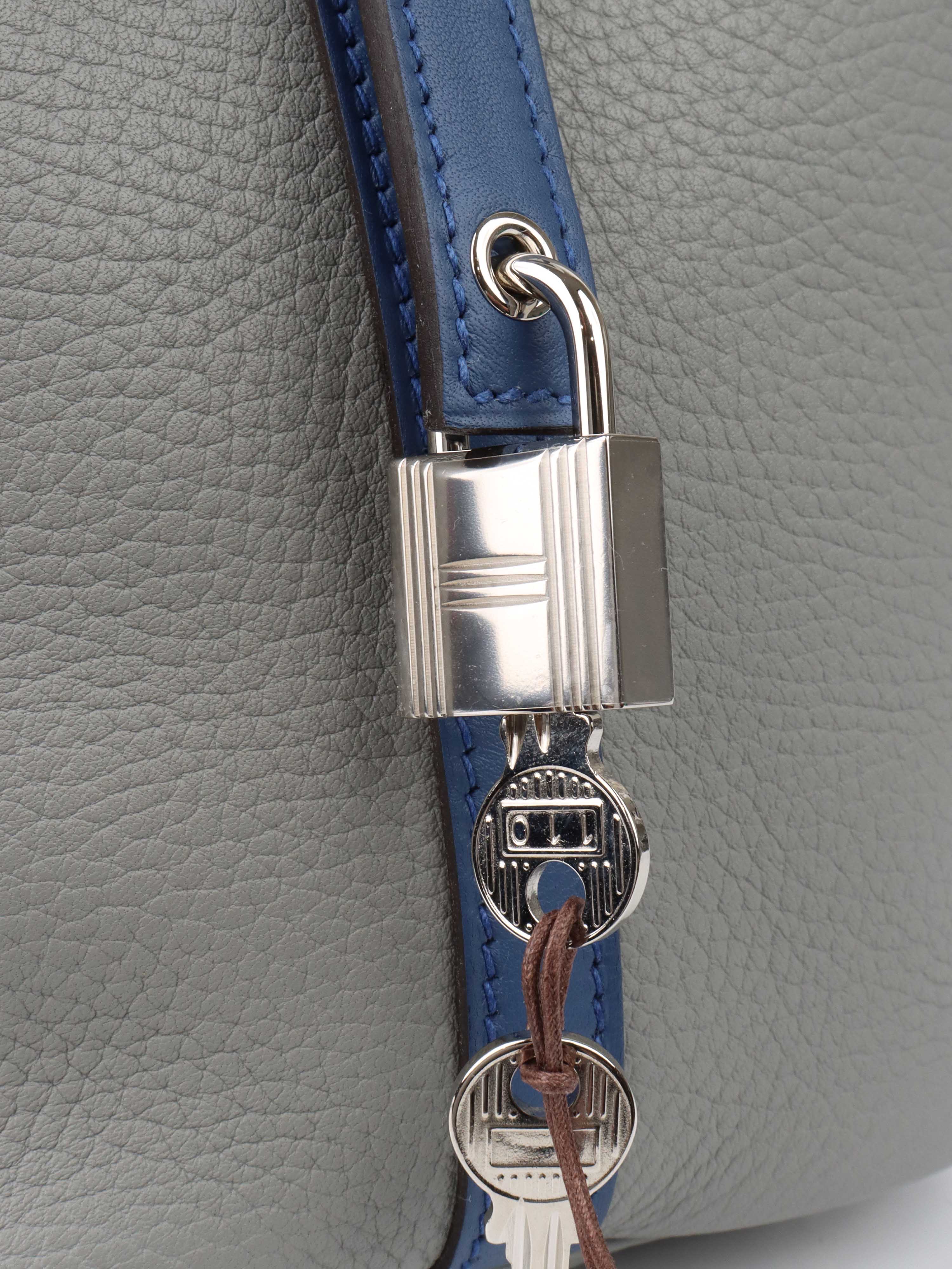 Hermes Picotin Bleu Saphir 
Gris Mouette SHW.