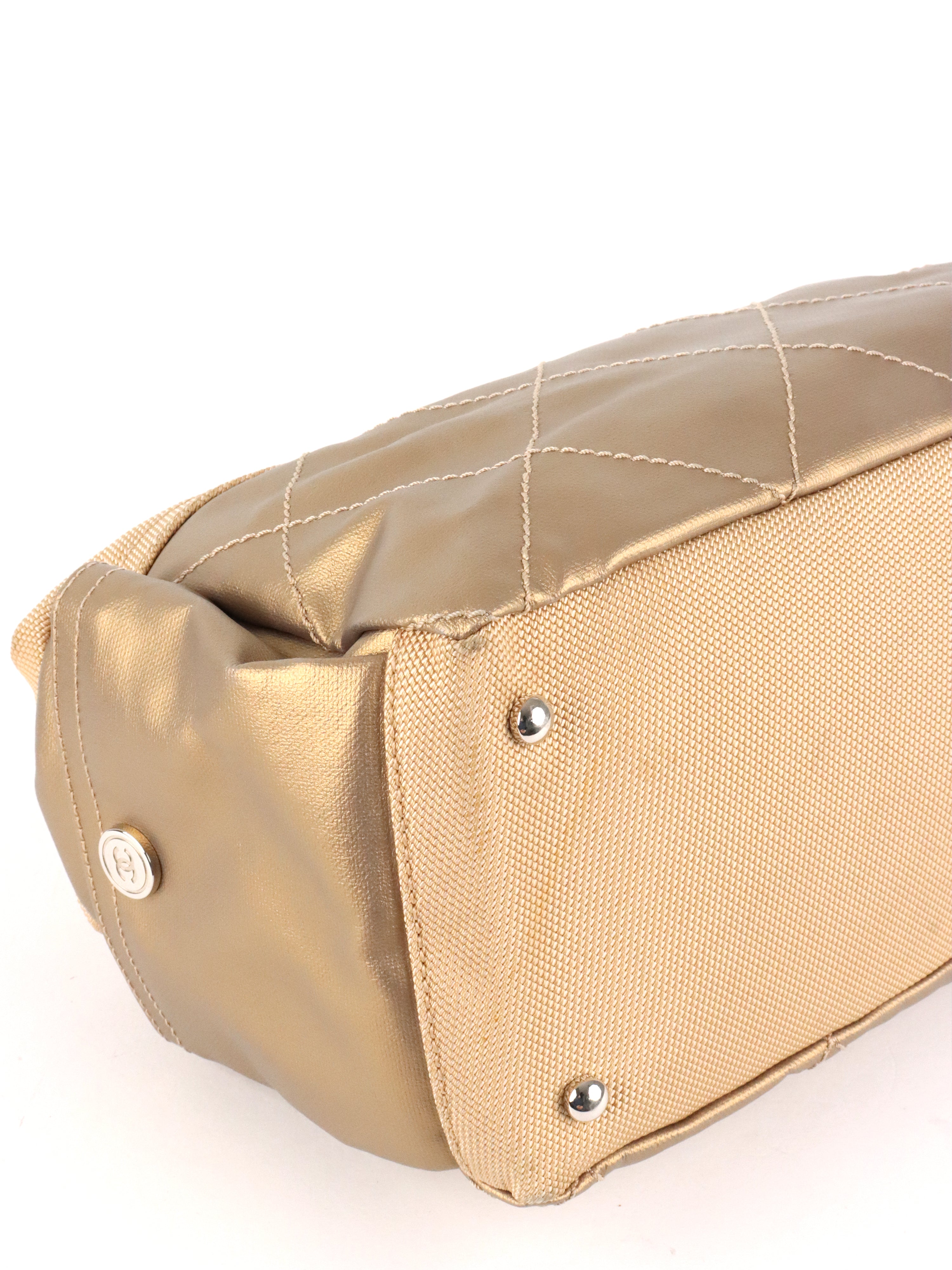 Chanel Champaign Paris Biarritz Quilted Coated Canvas Bag