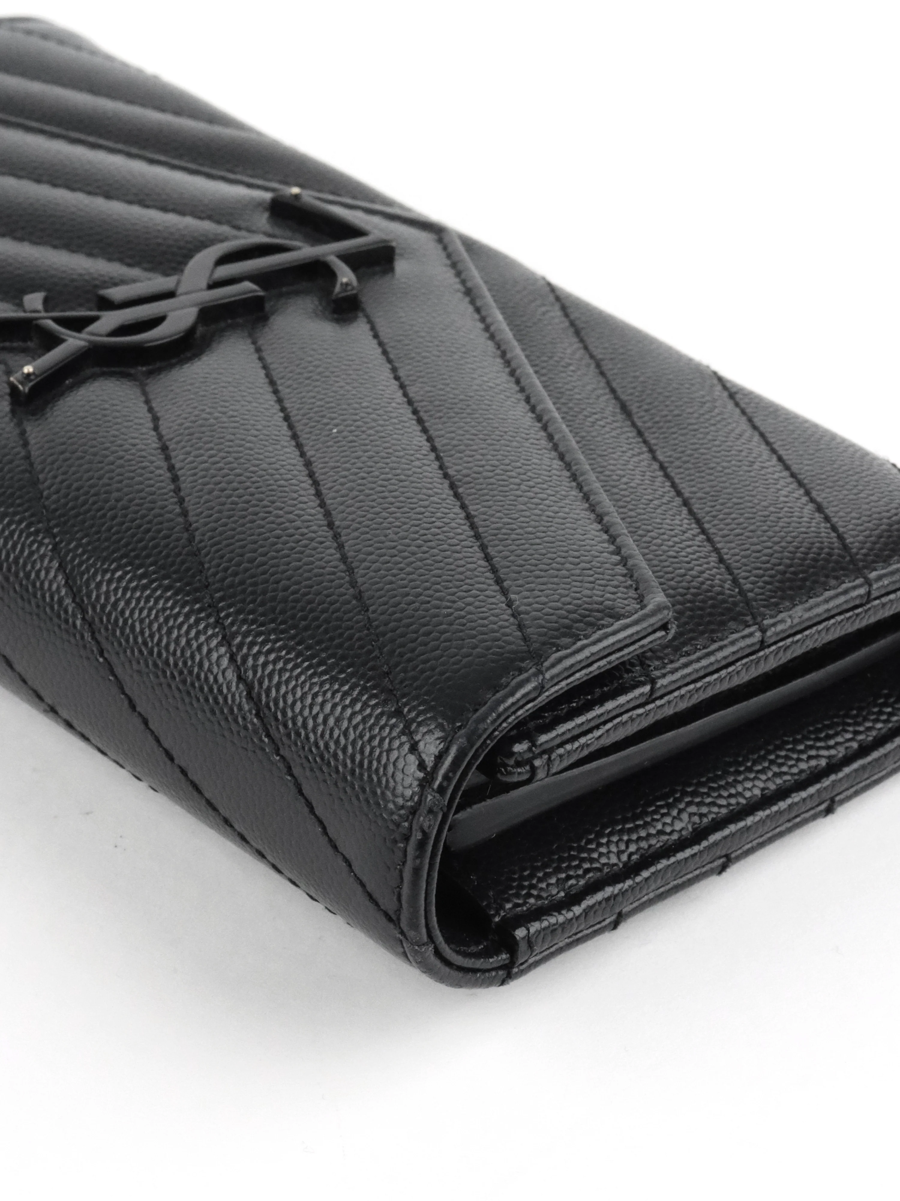 Saint Laurent Black Cassandre Matelasse Large Flap Wallet