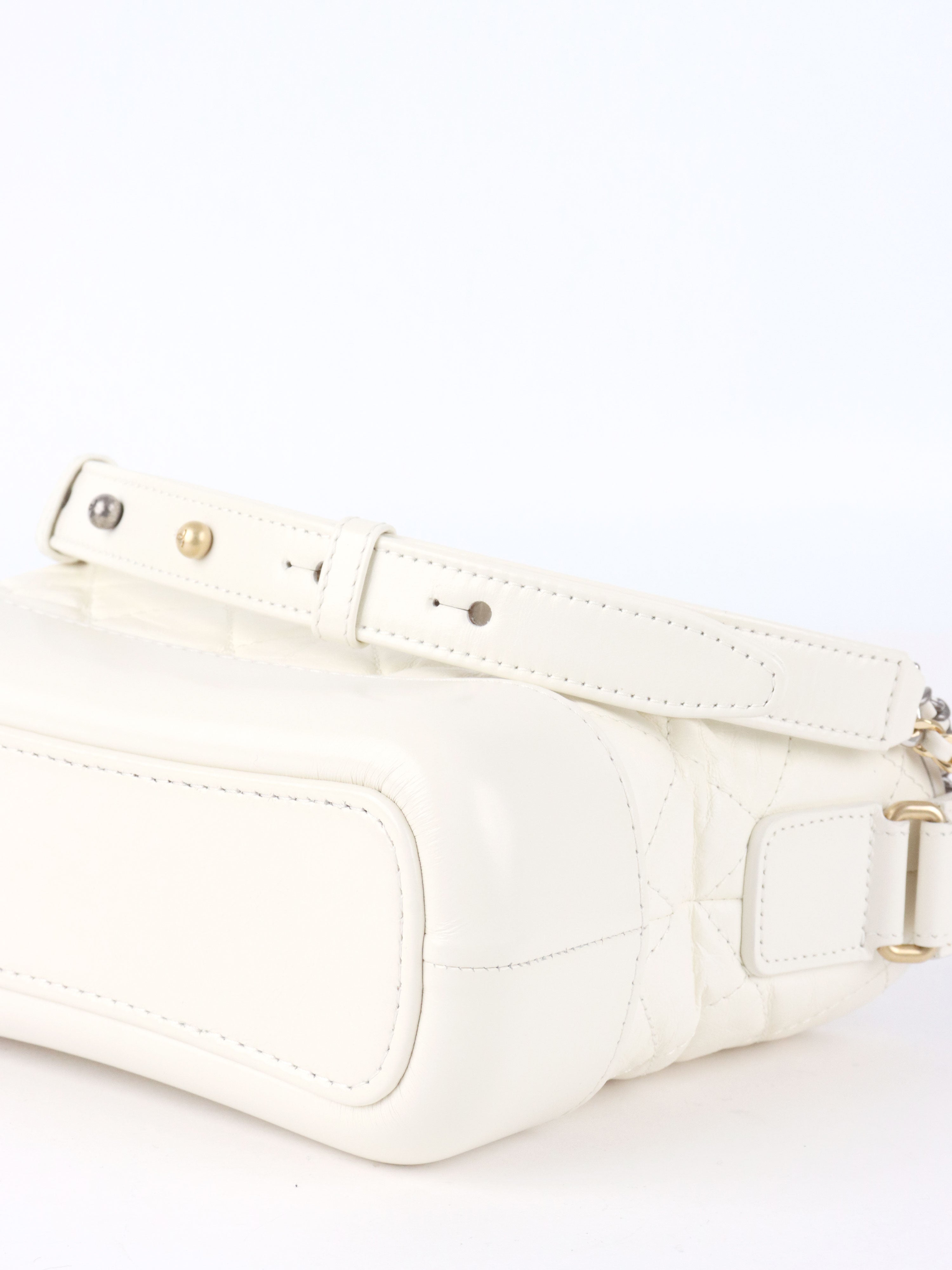 Chanel Small All White Aged Calfskin Gabrielle Bag