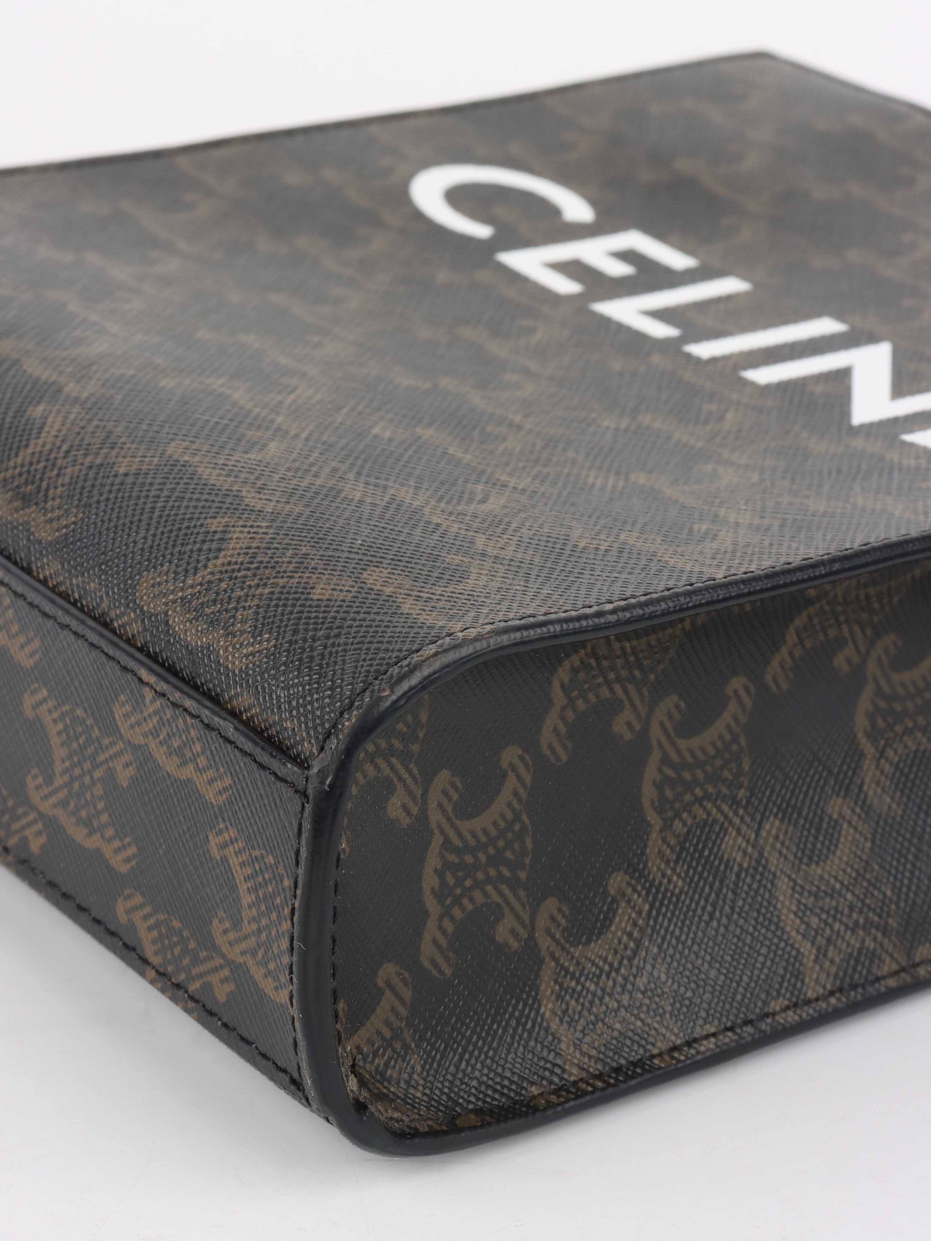 Celine Mini Vertical Cabas in Triomphe Canvas with Celine Print.