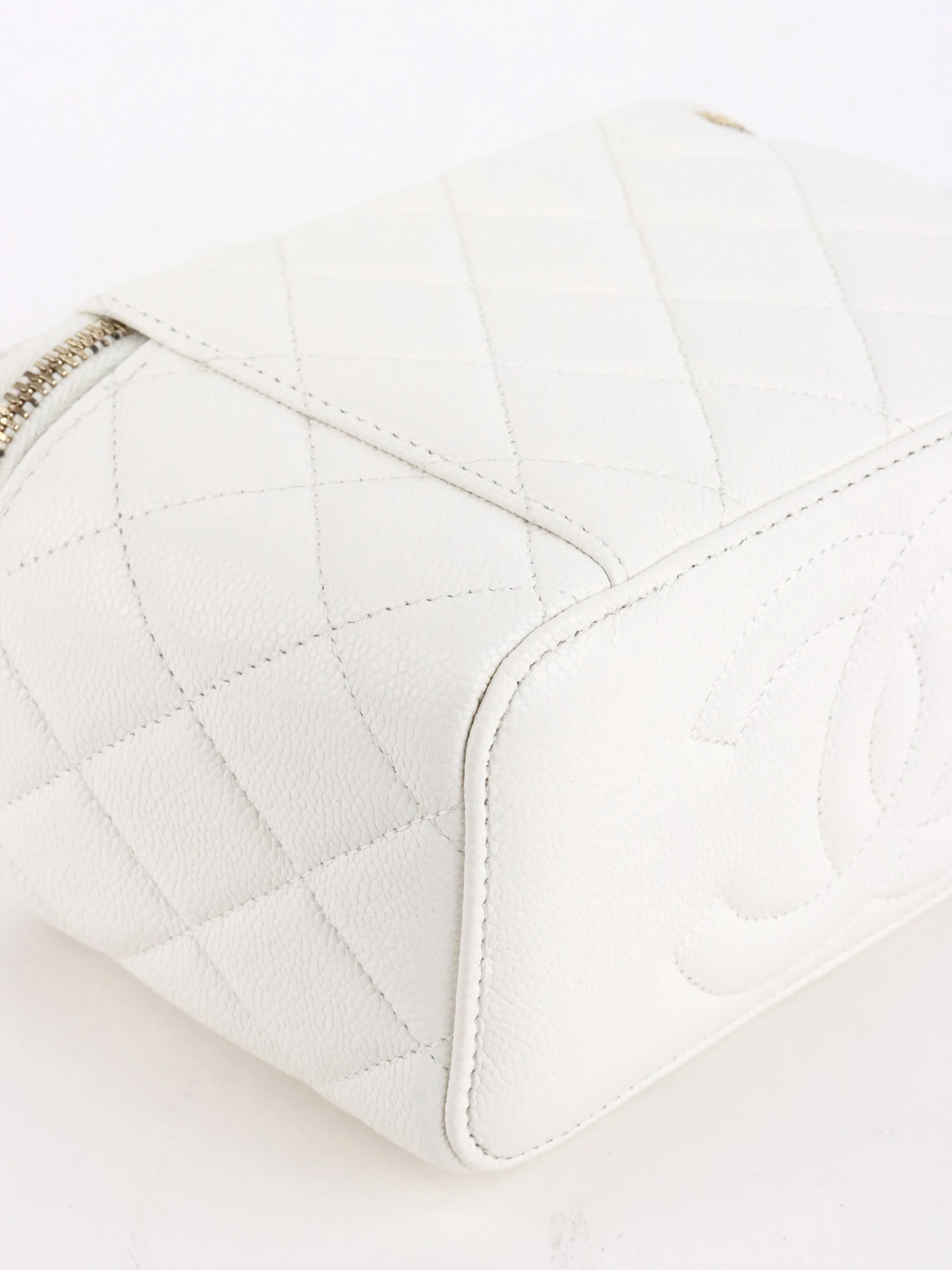 Chanel White Caviar Vanity Case