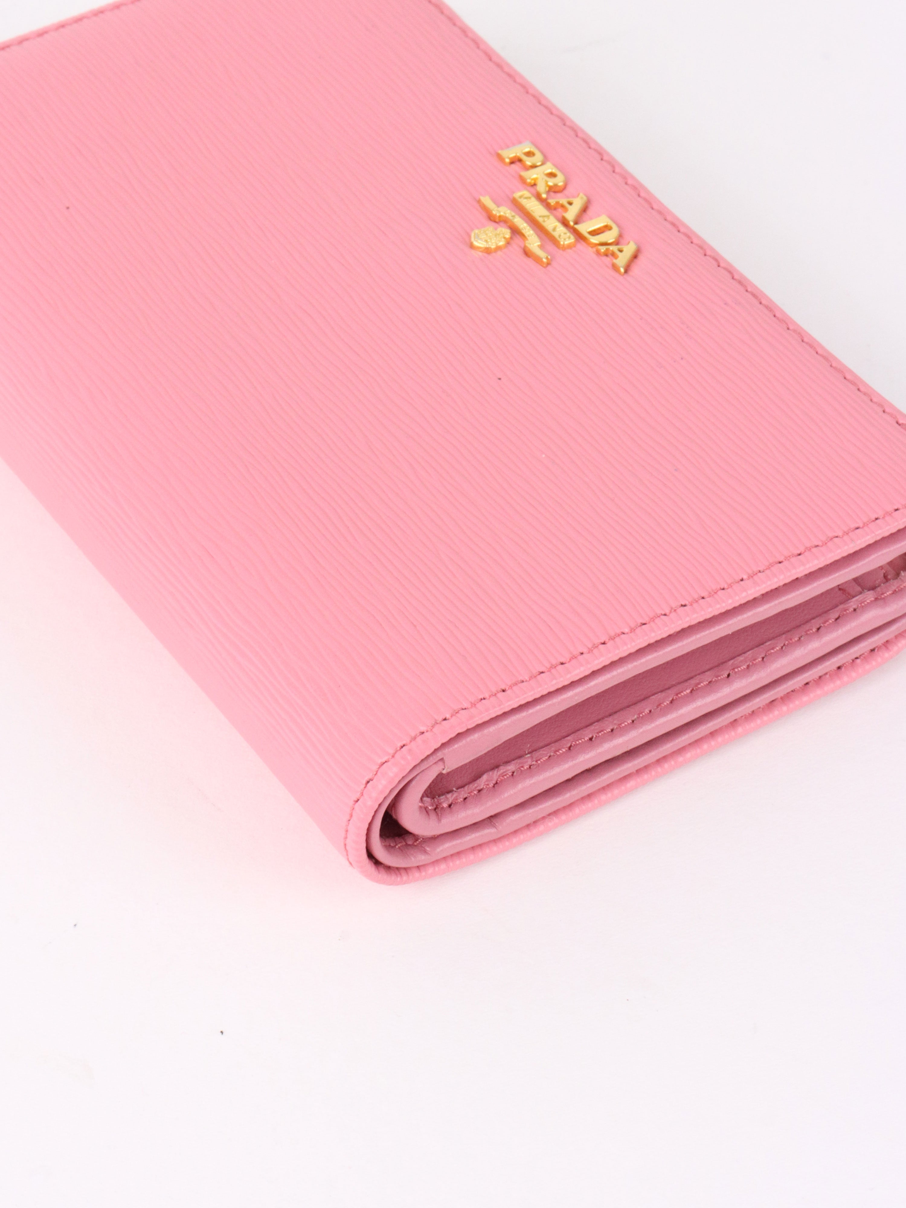 Prada Pink Zip Around Compact Wallet