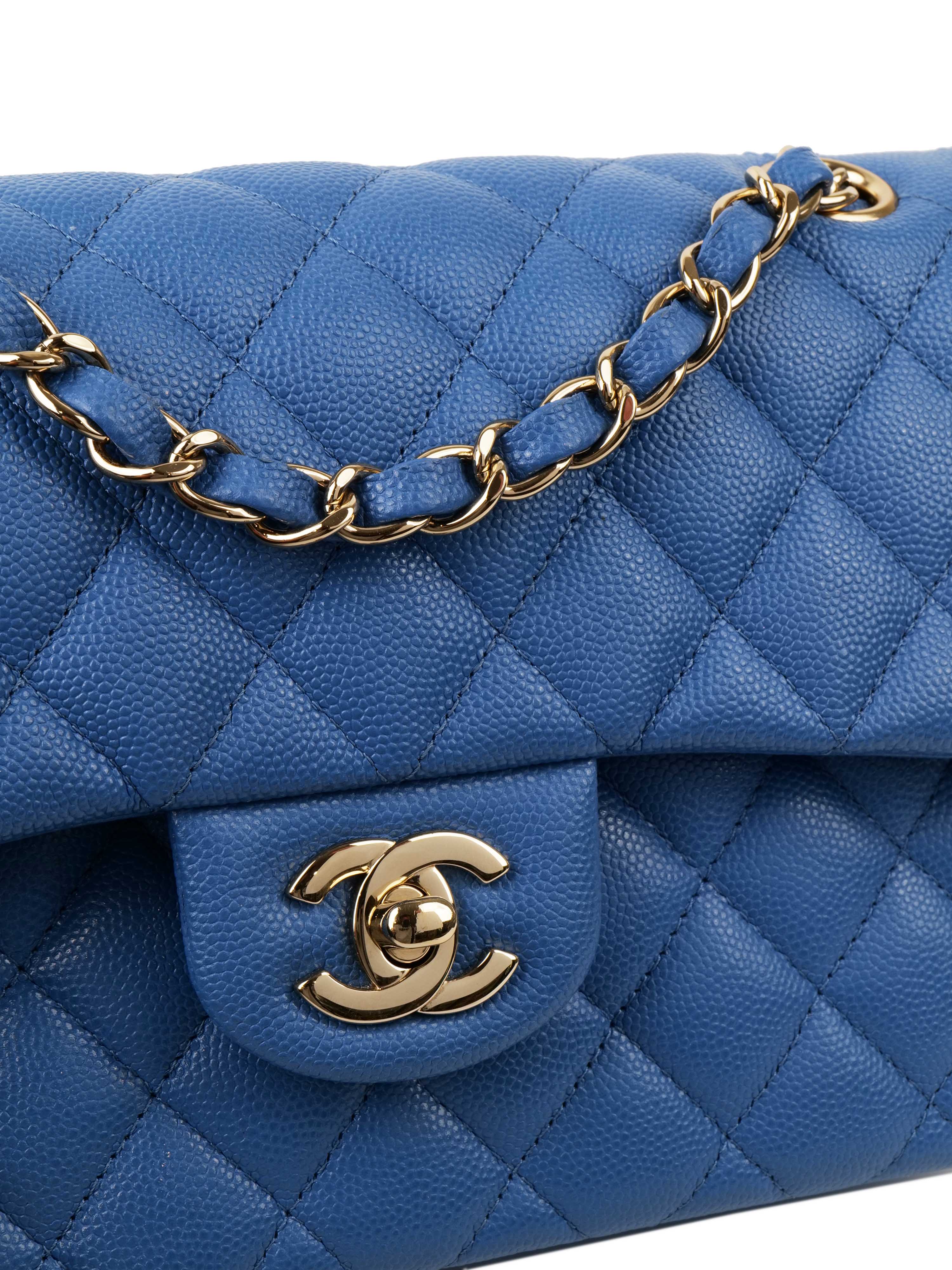 Chanel Blue Small Rectangular Caviar Classic Flap LGHW.