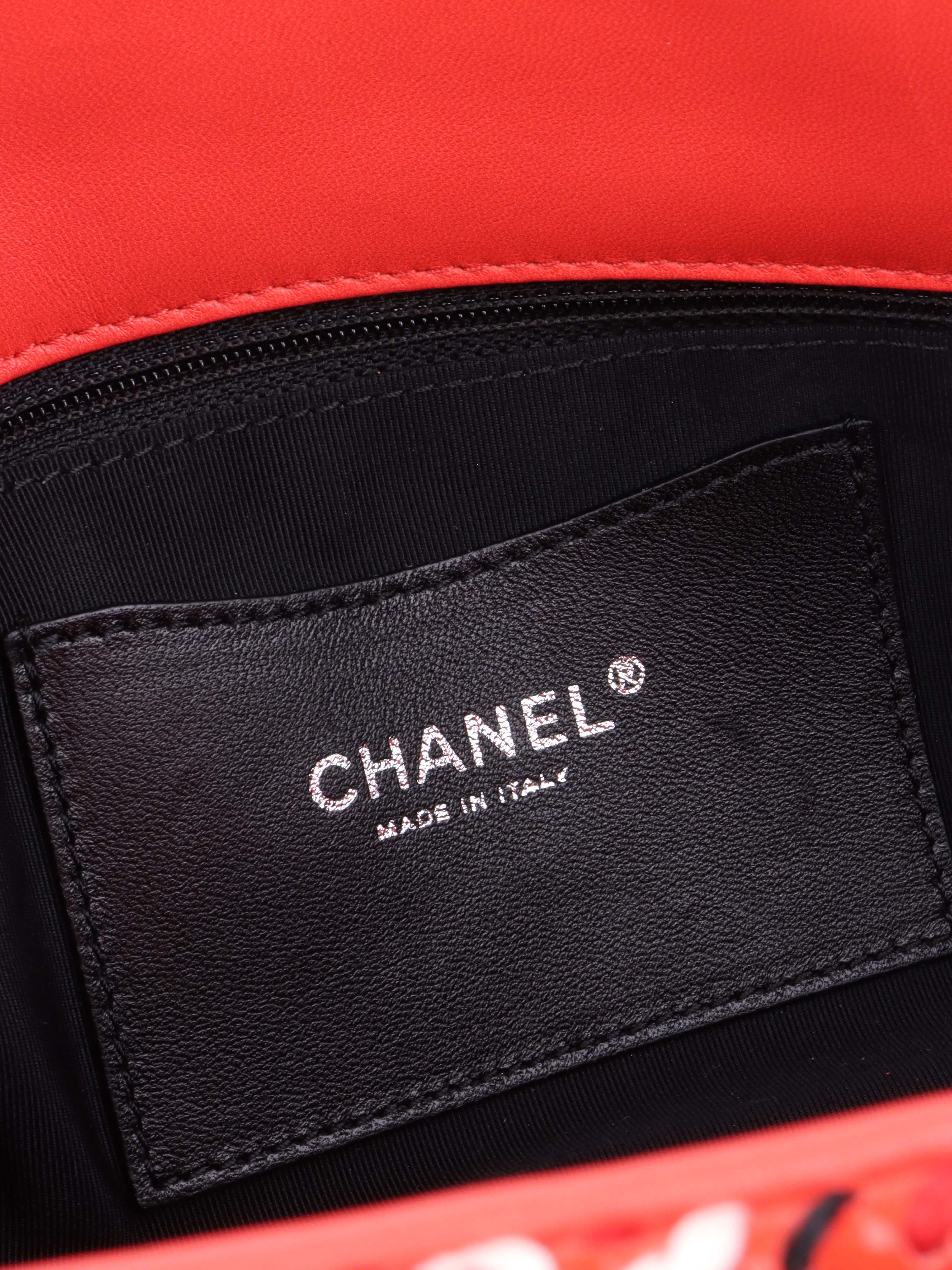 Chanel Limited Edition Red Patent 
Tweed Double Chain Tote