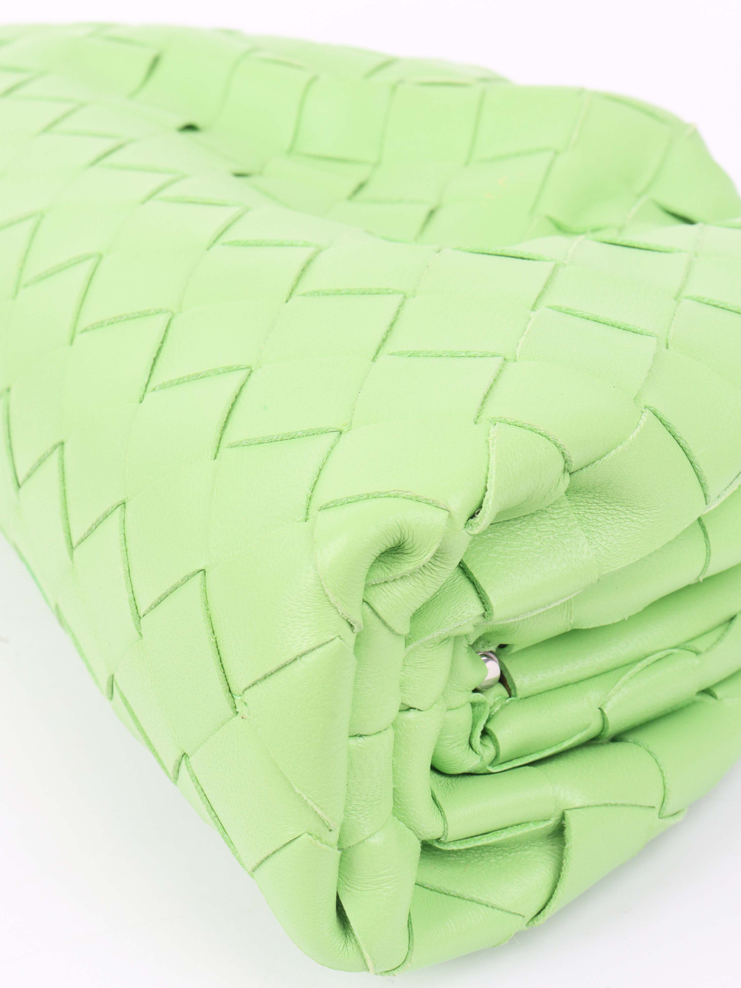 Bottega Veneta Light Green Intrecciato Mini Pouch.