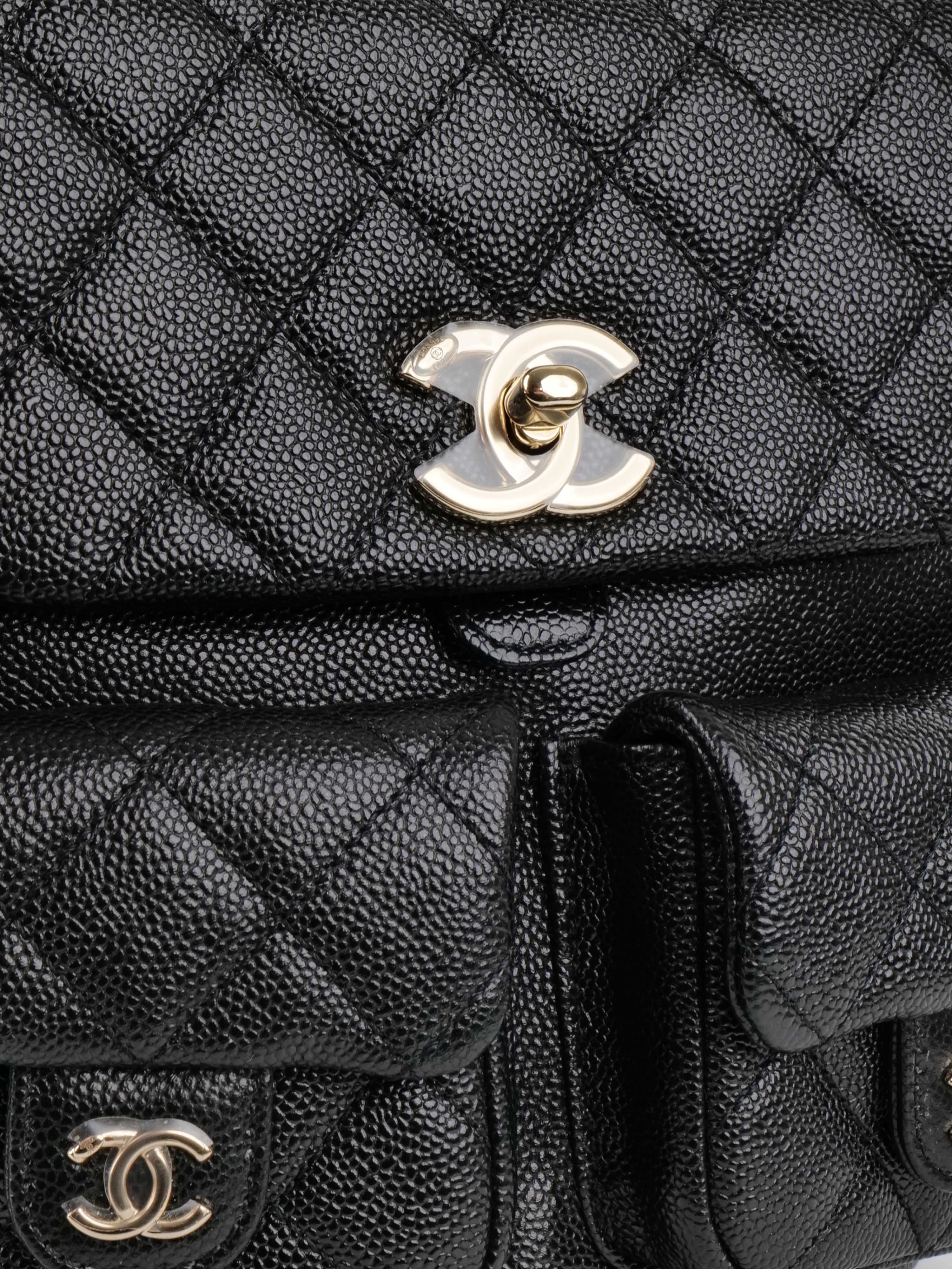 Chanel Black Caviar Backpack.