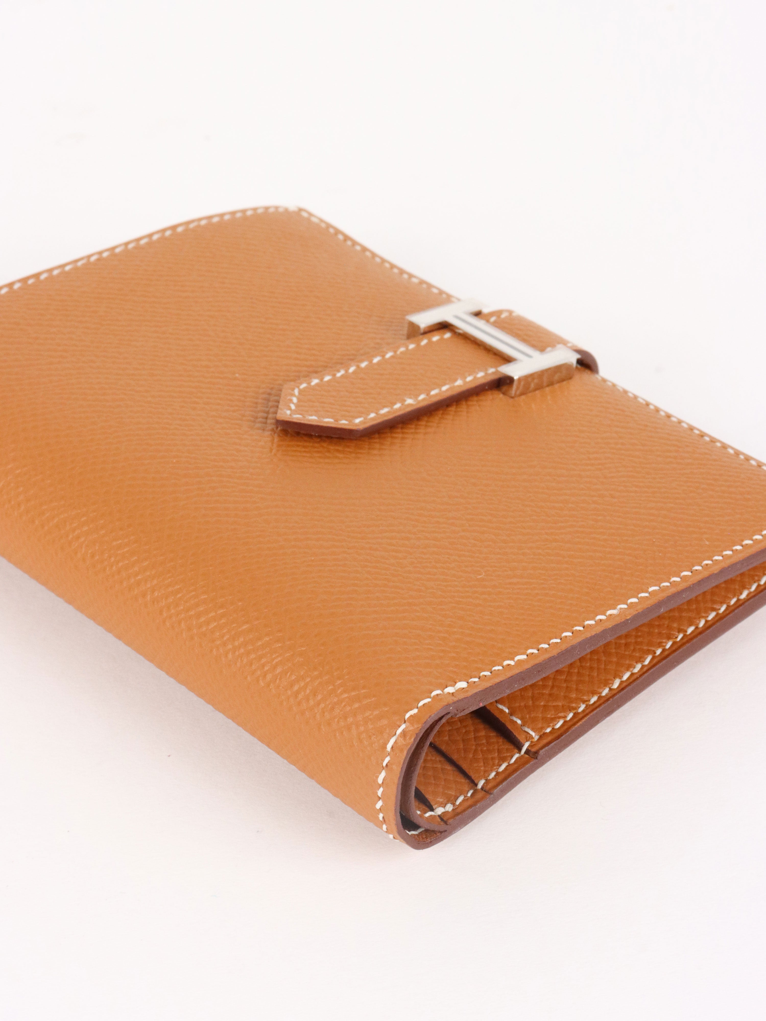 Hermes Gold Epsom Bearn Compact Wallet PHW.