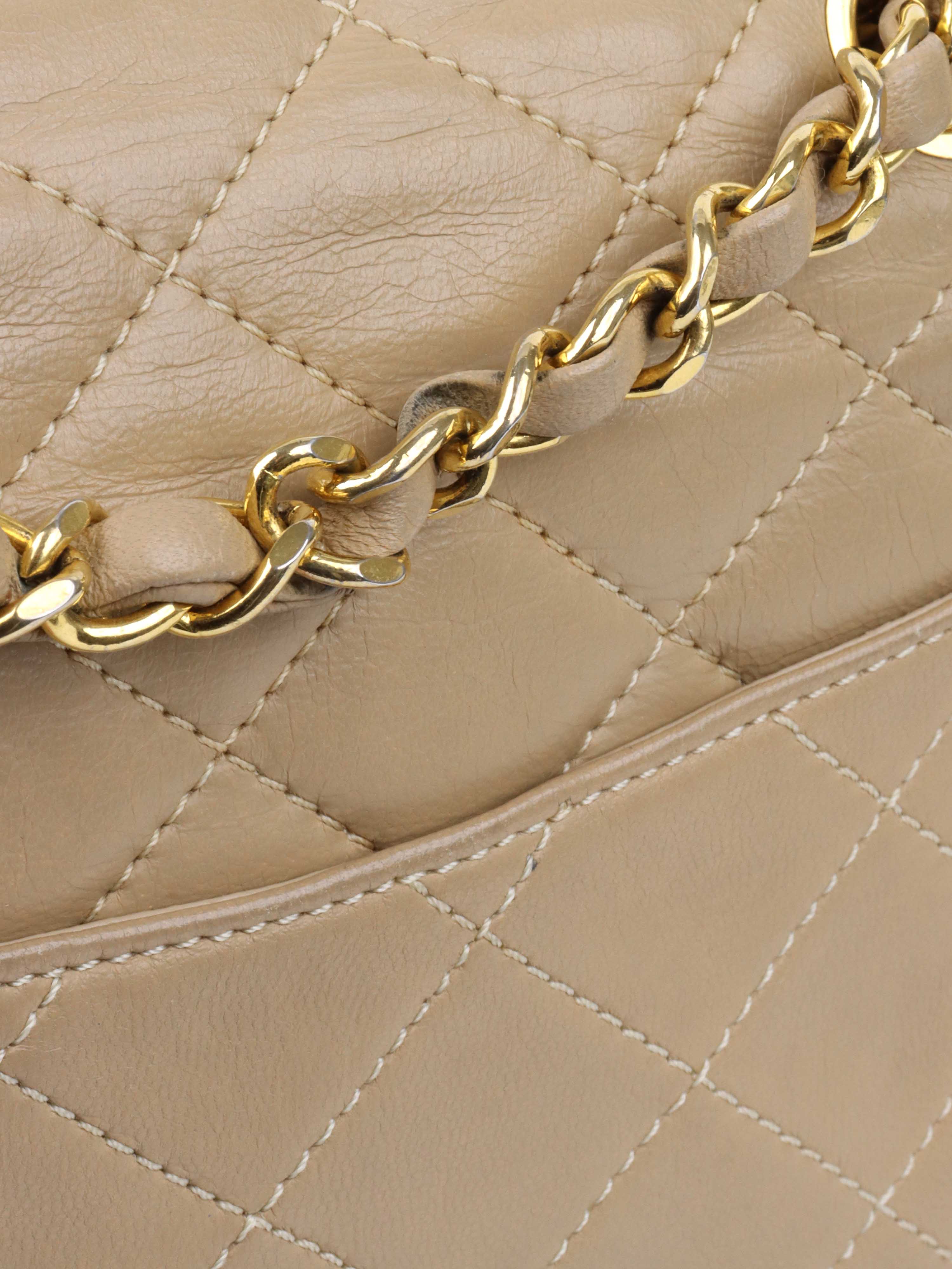 Chanel Vintage Two Toned Beige Flap Bag.