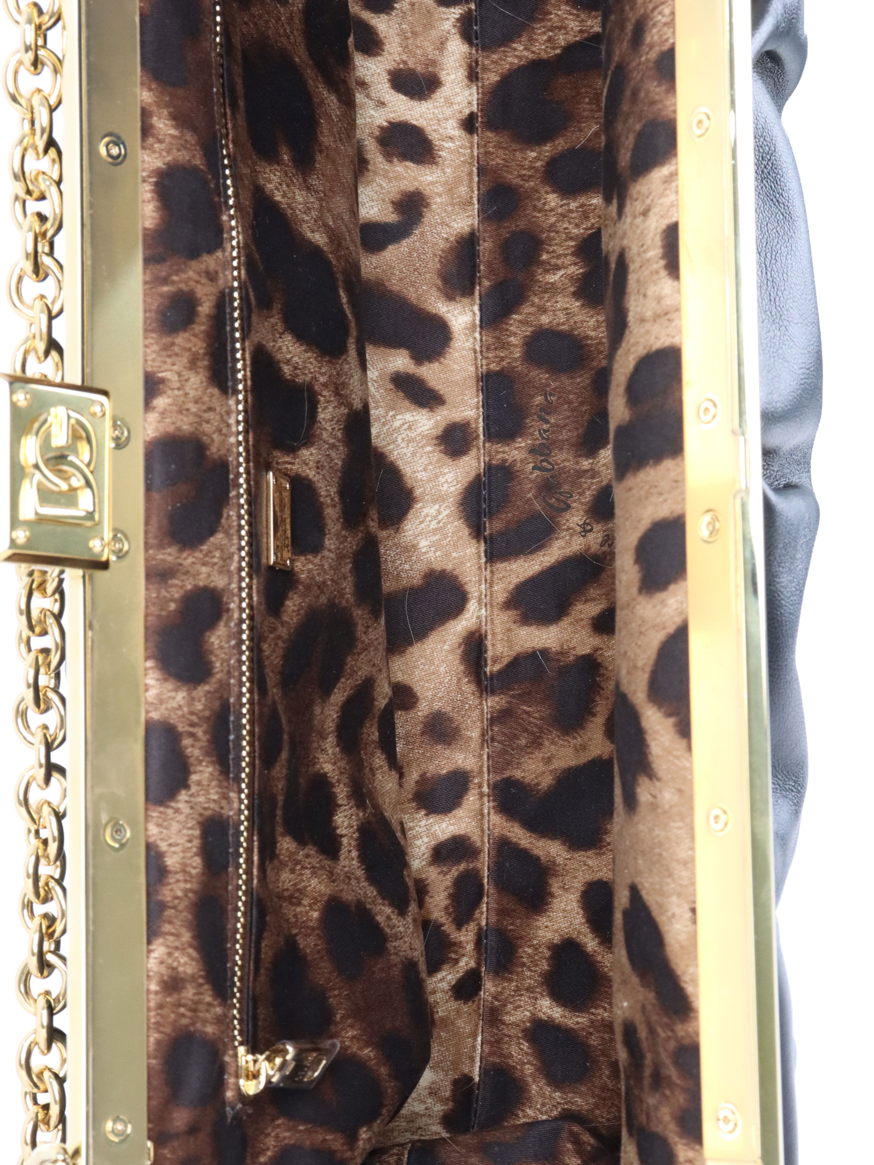 Dolce  Gabana Black Maria Nappa Leather Clutch GHW