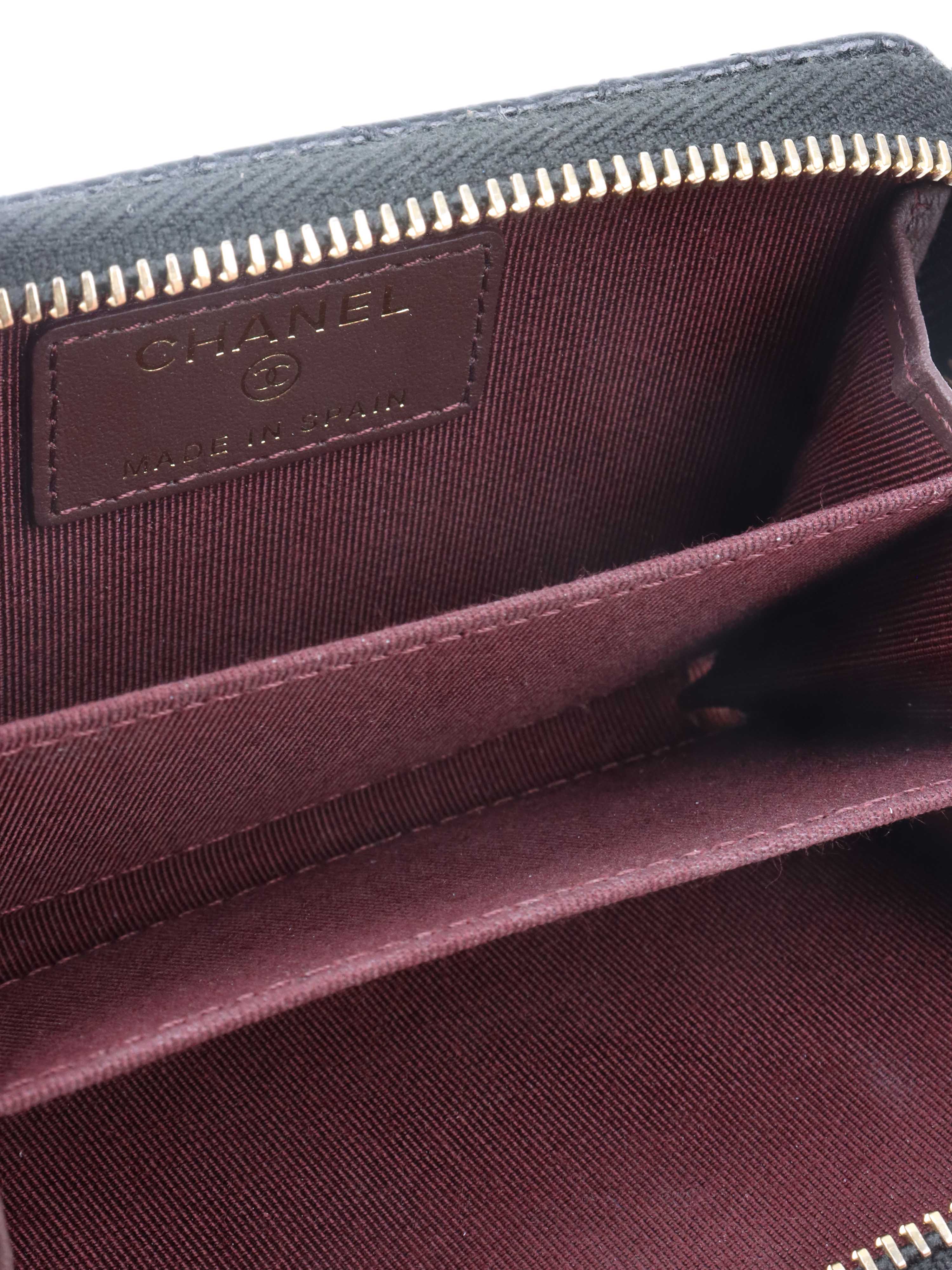 Chanel Black Caviar Zip Card Holder.