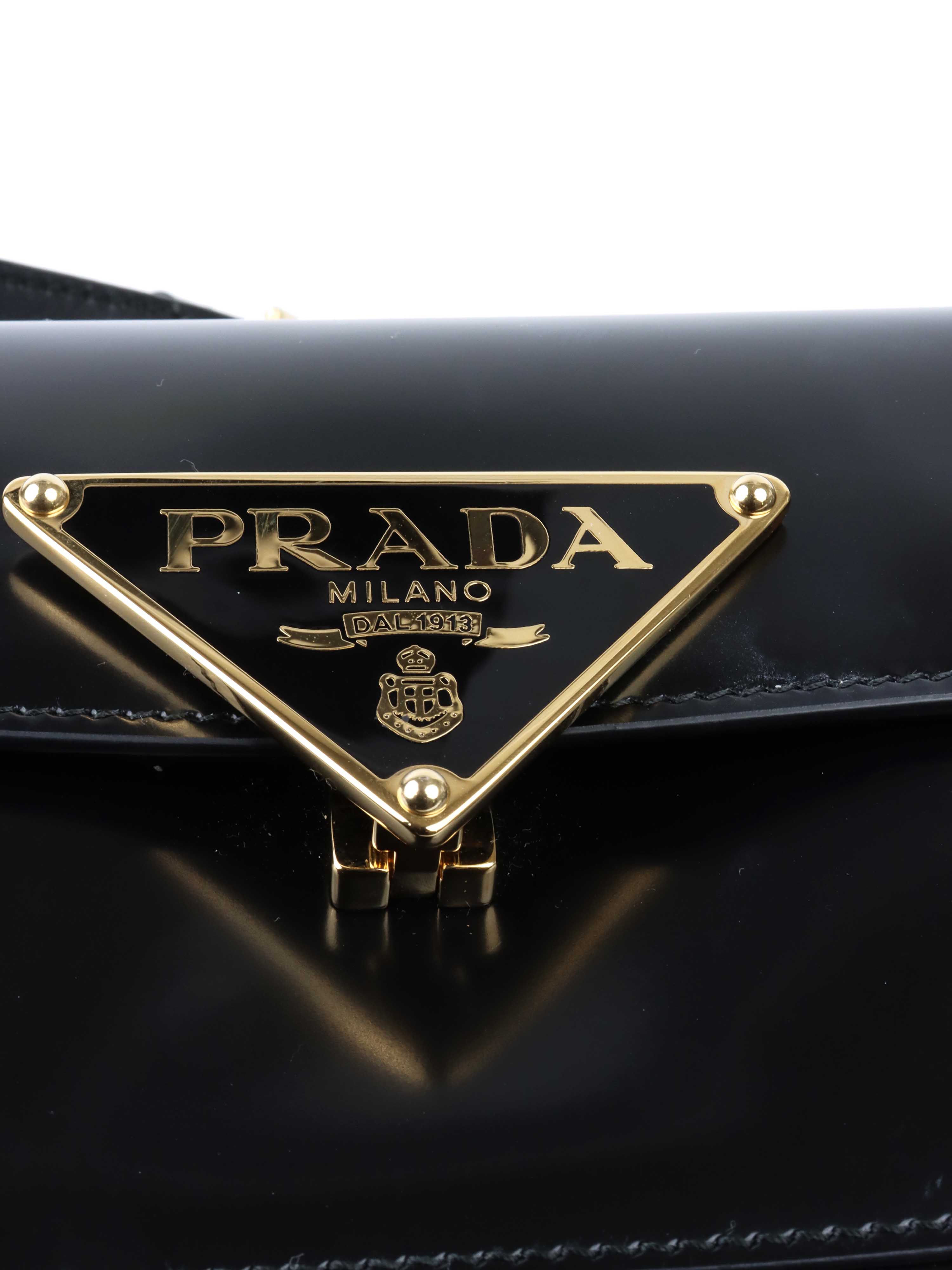 Prada Black Leather Shoulder Bag.