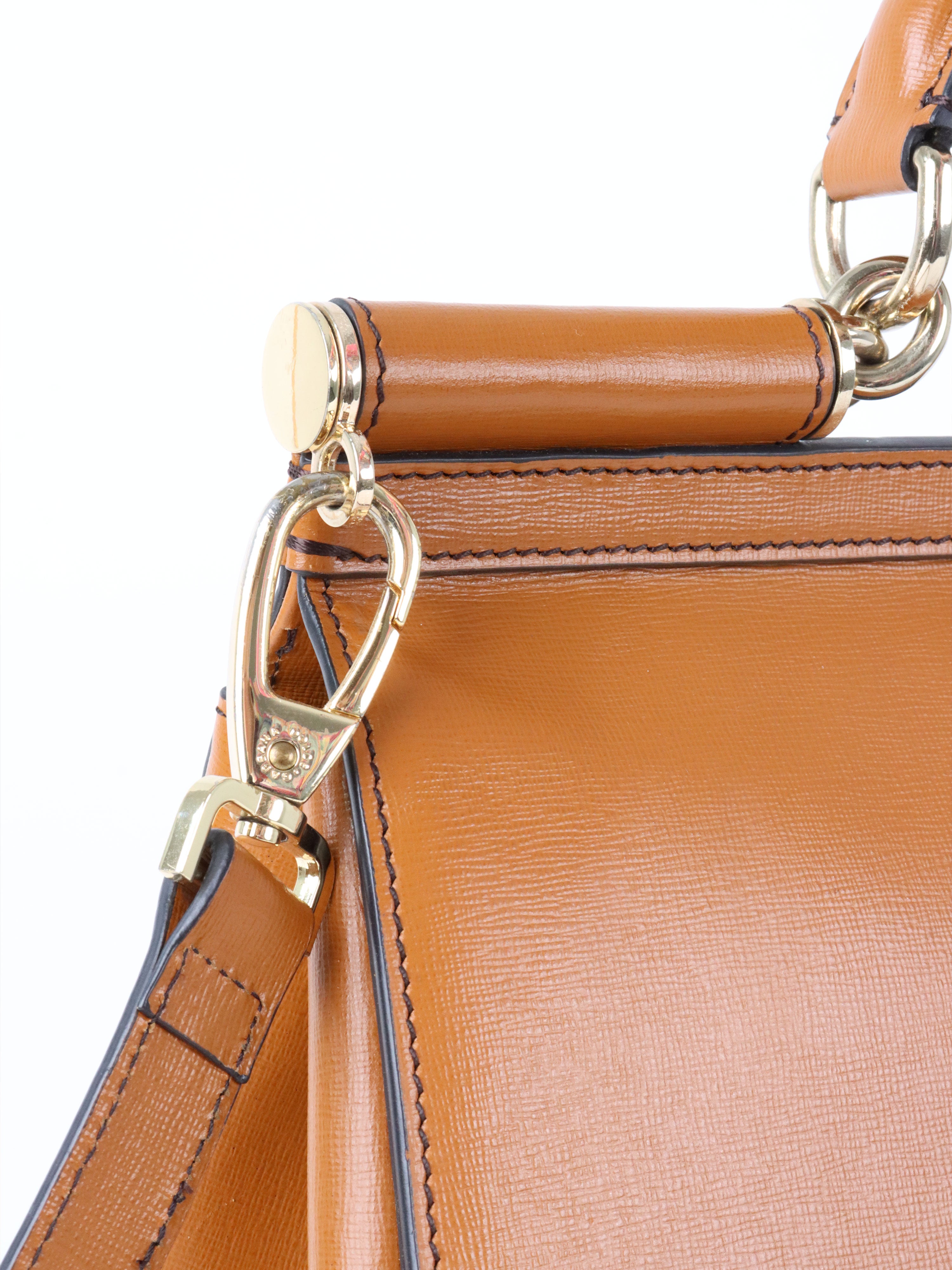 Dolce  Gabbana Caramel Brown Sicily Tote Bag.
