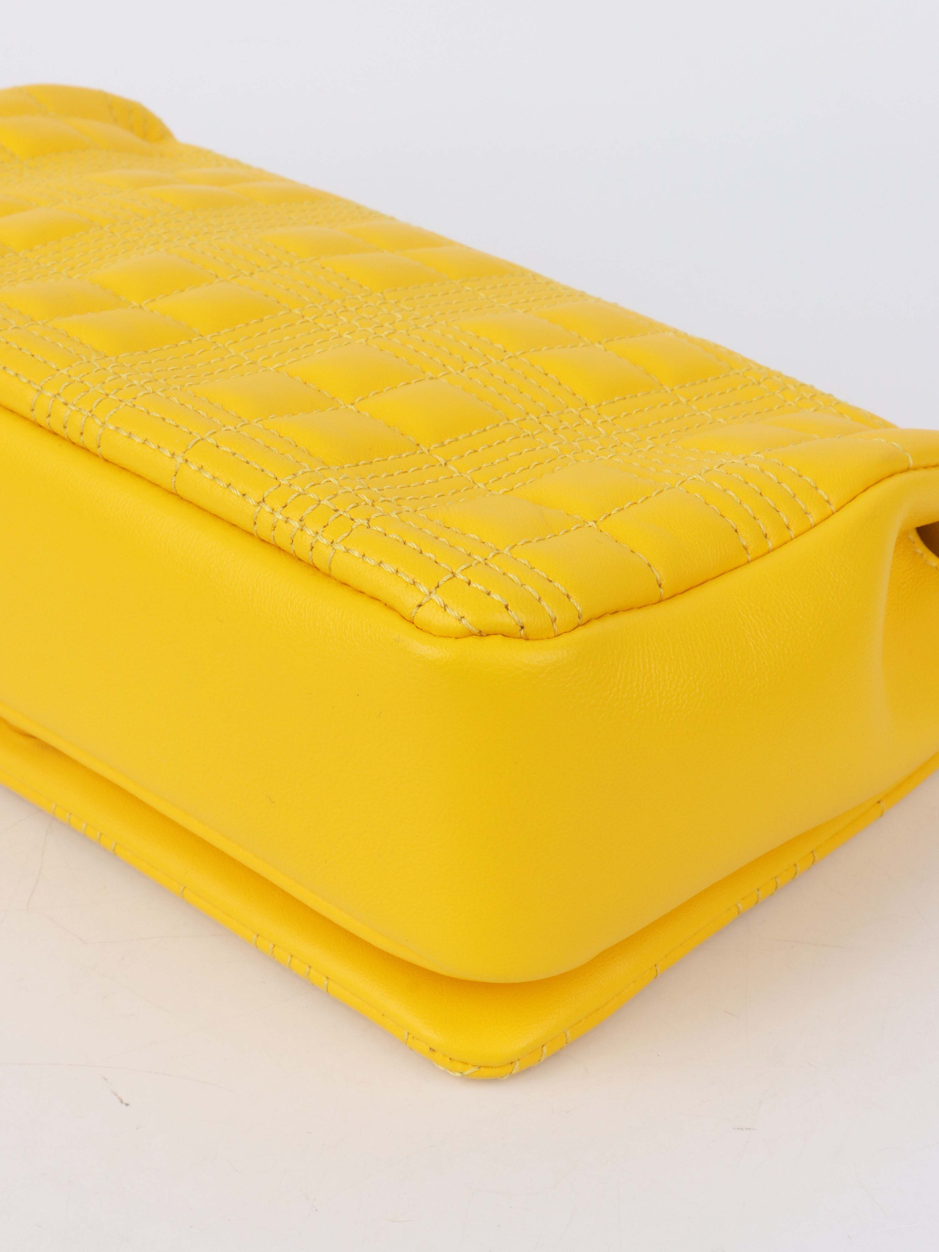 Burberry Yellow Quitled Leather Small Lola Bag.