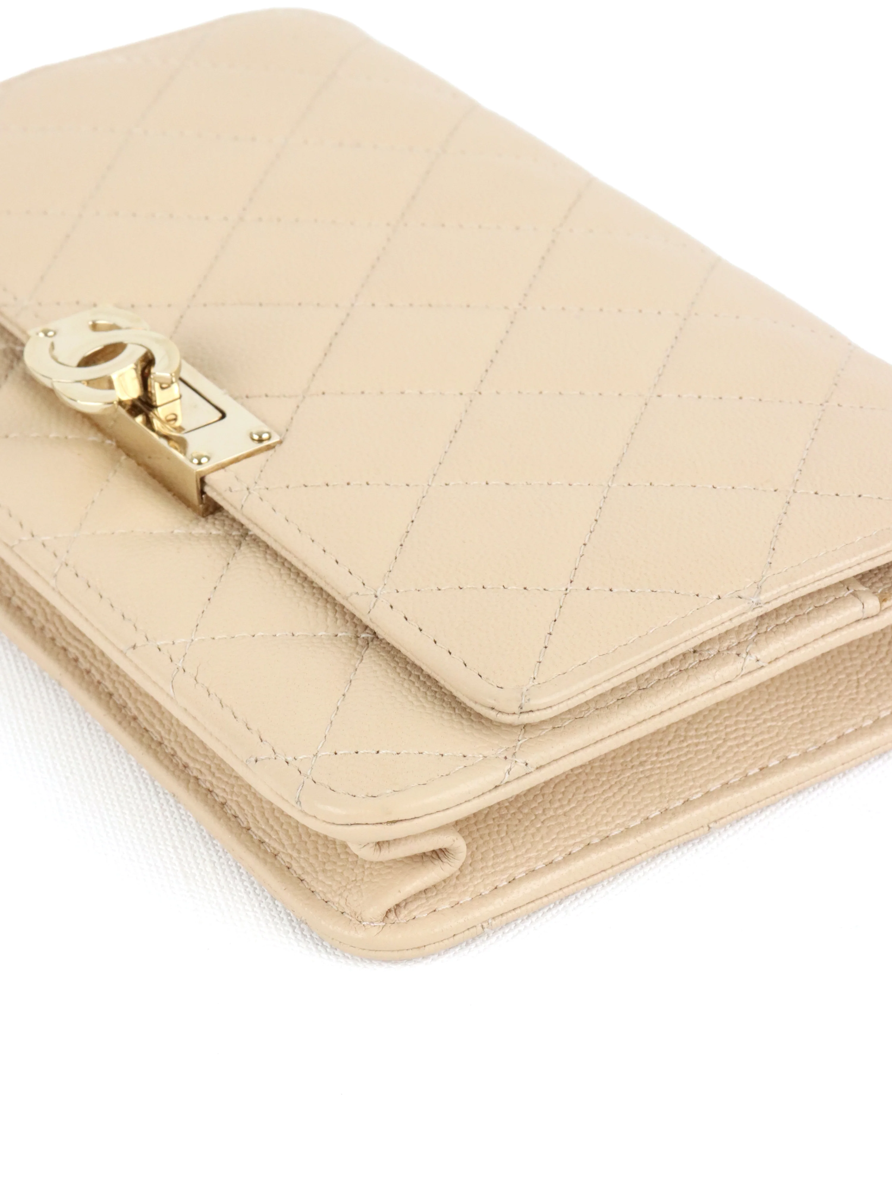 Chanel Beige Double CC Wallet on Chain LGHW