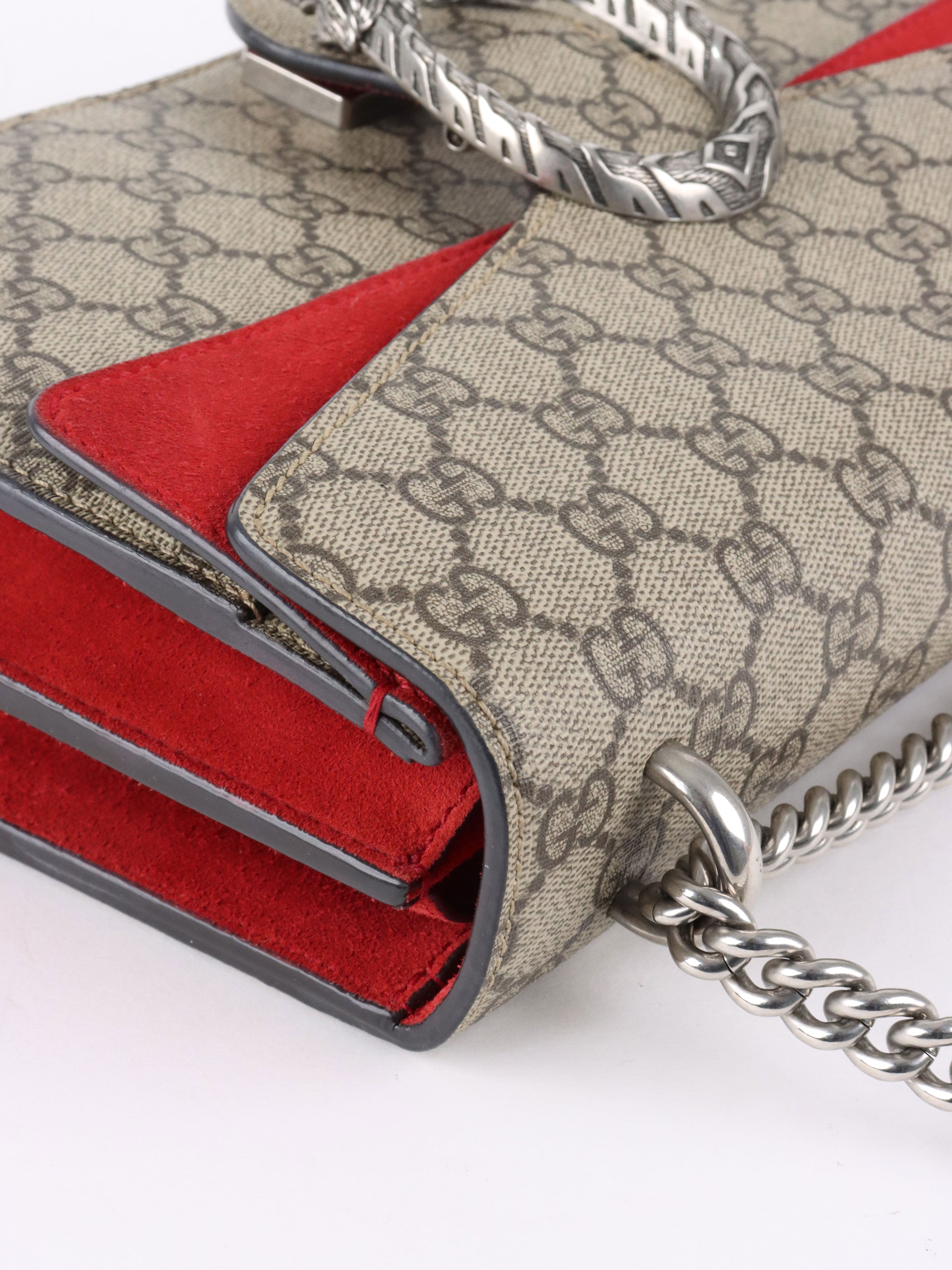 Gucci Small Dionysus GG Supreme Red Trim Shoulder Bag