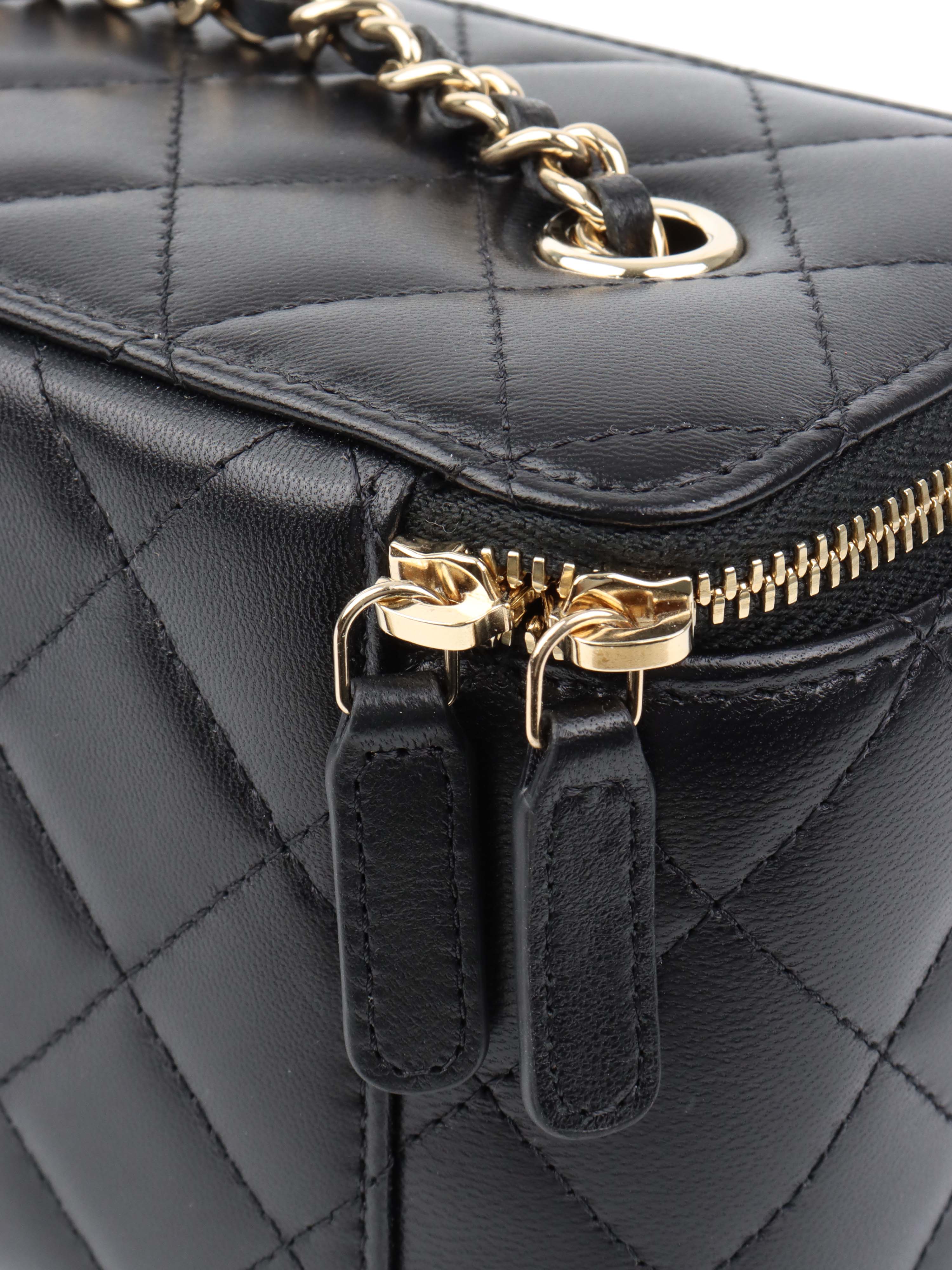 Chanel Black Lambskin Vanity Bag.