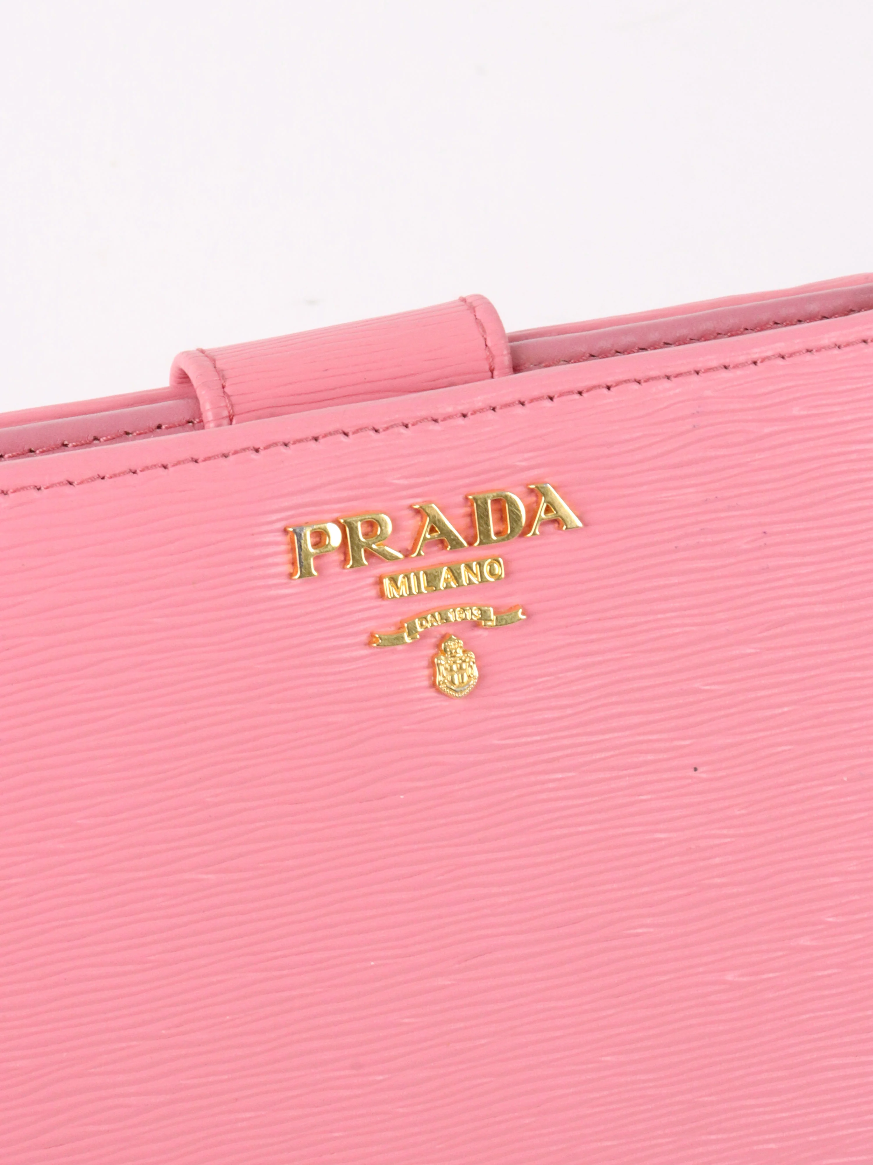 Prada Pink Zip Around Compact Wallet