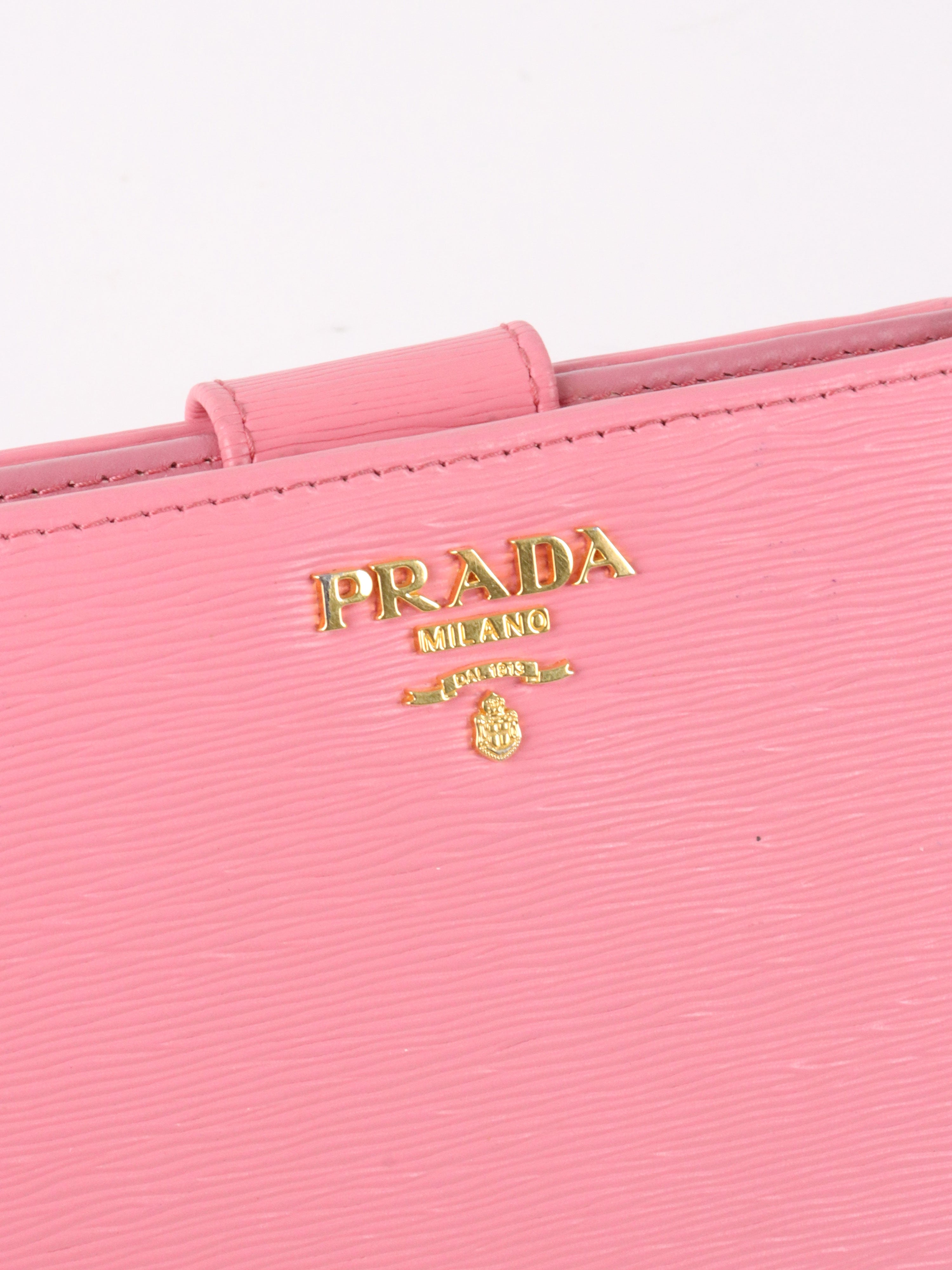 Prada Pink Zip Around Compact Wallet