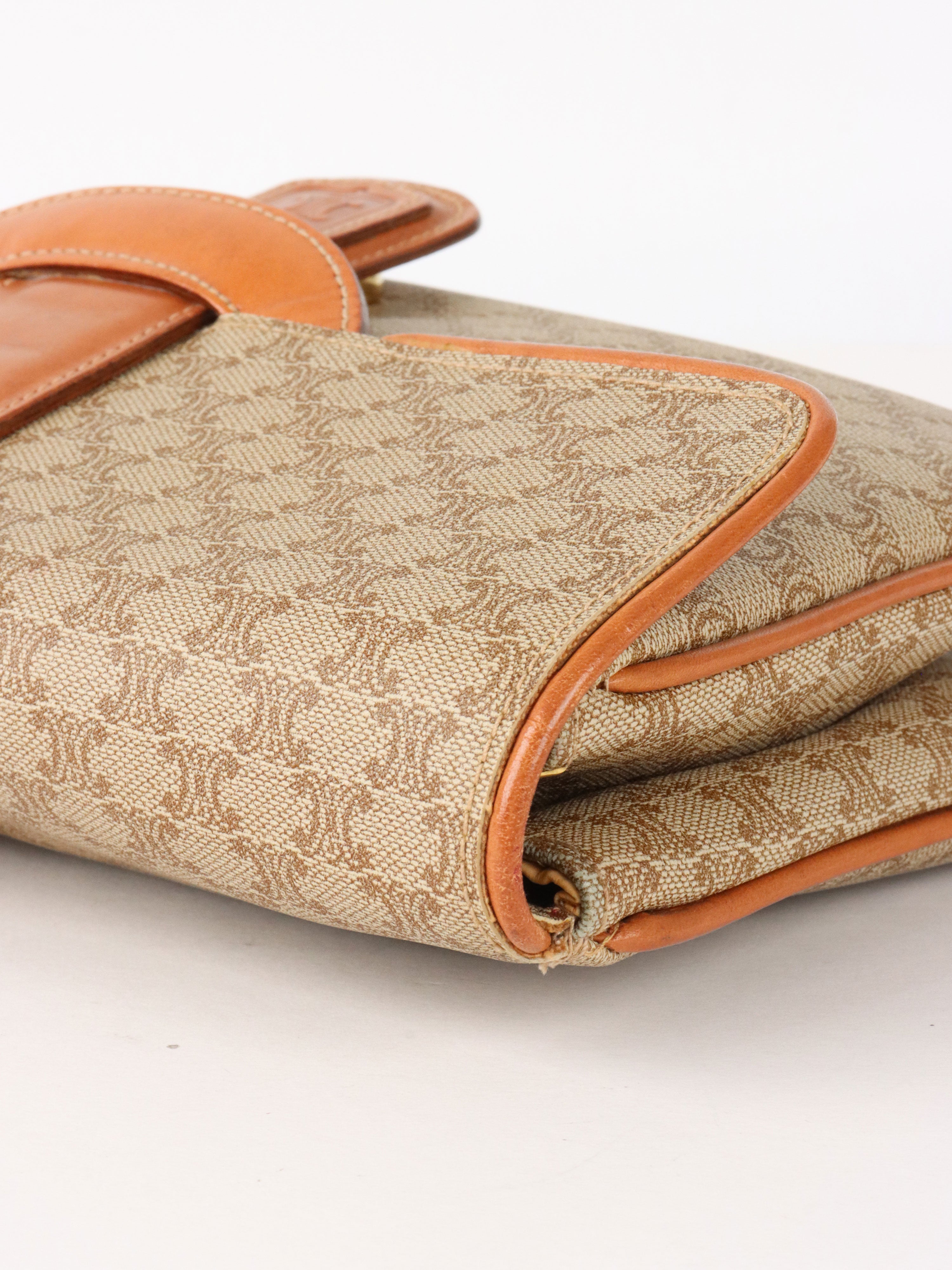 Celine Vintage Macadam Pattern Coated Canvas Clutch Bag