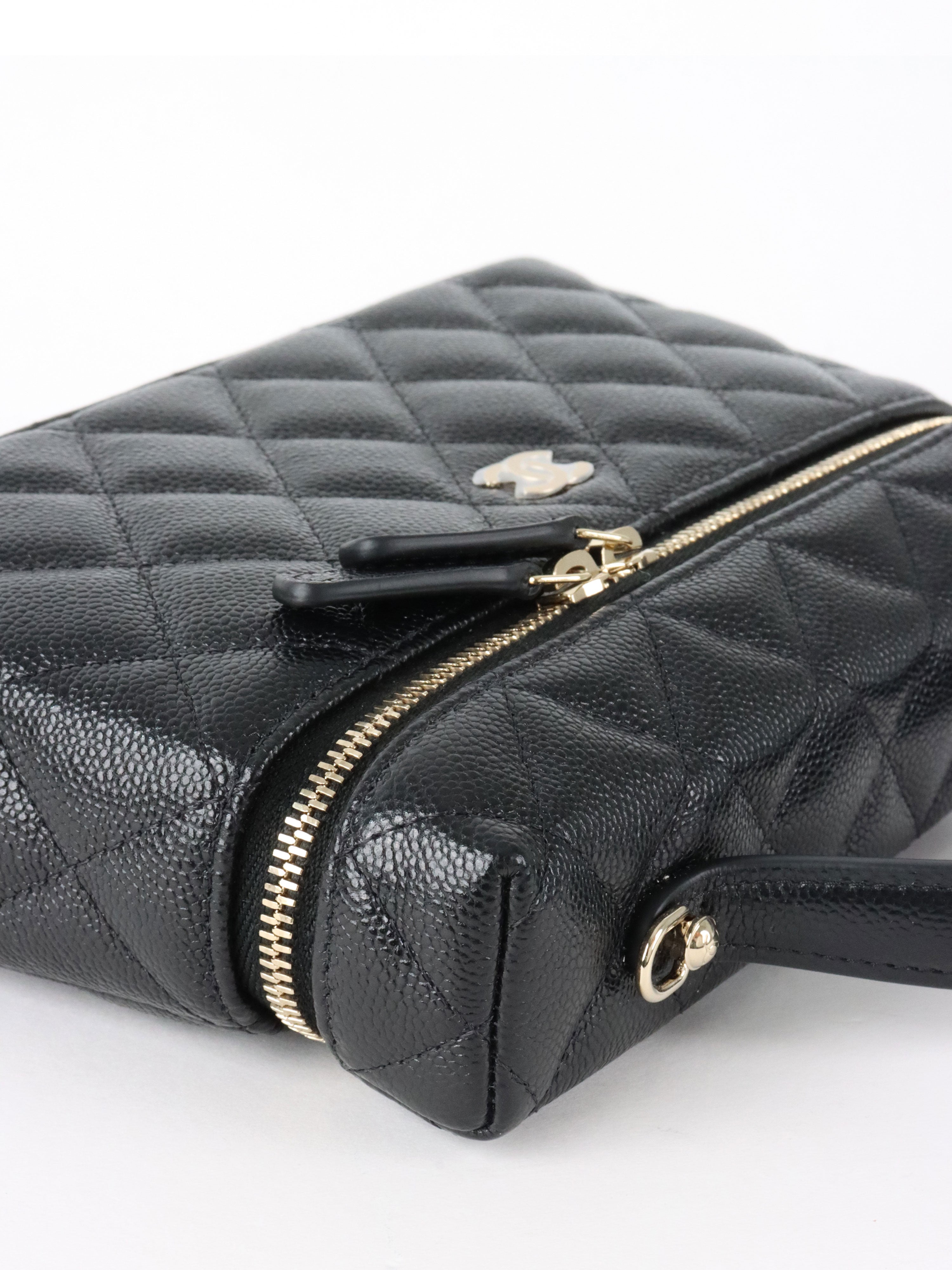 Chanel Black Caviar Classic Vanity With Chain
