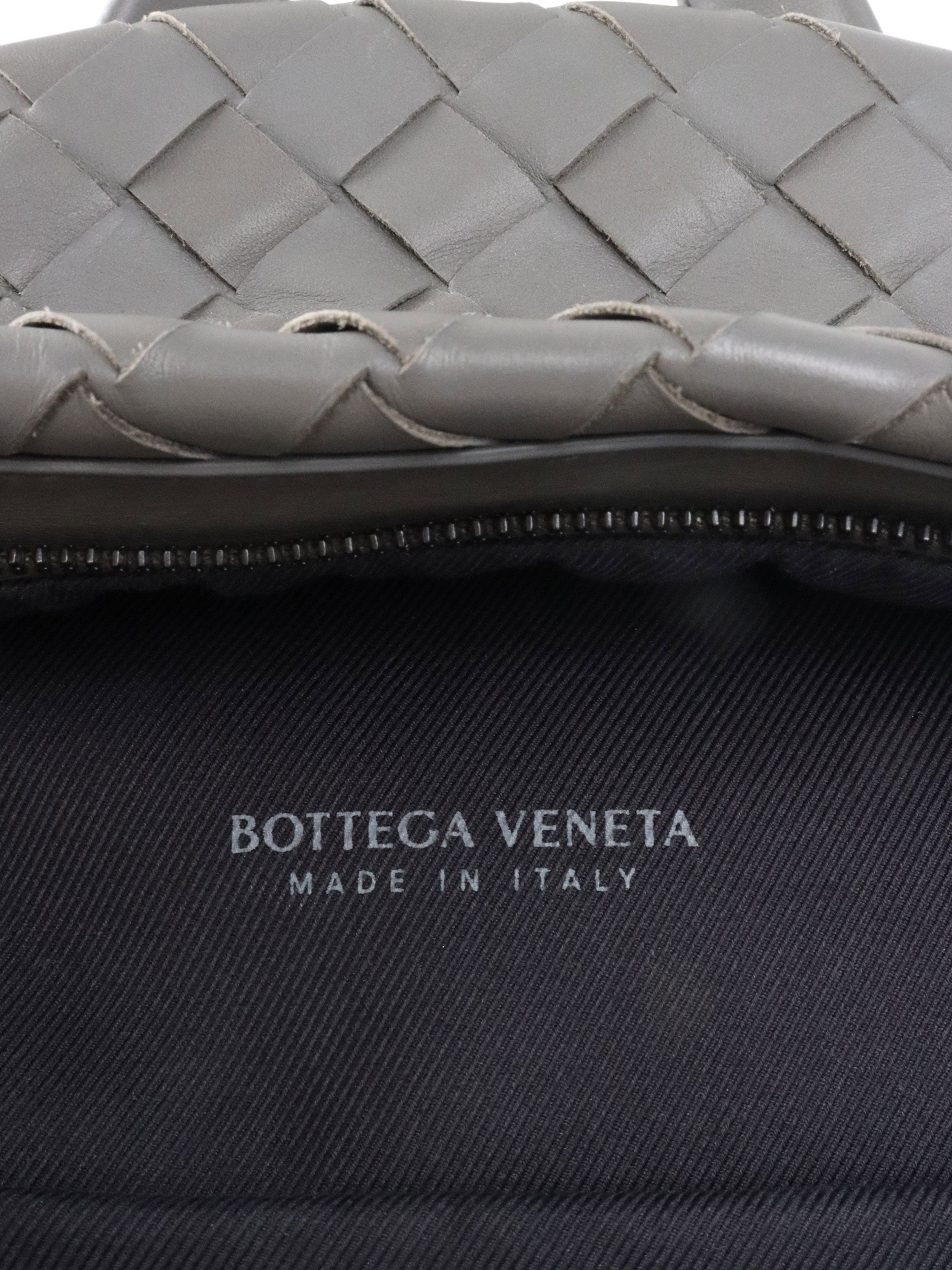 Bottega Veneta Grey Intrecciato Leather Backpack