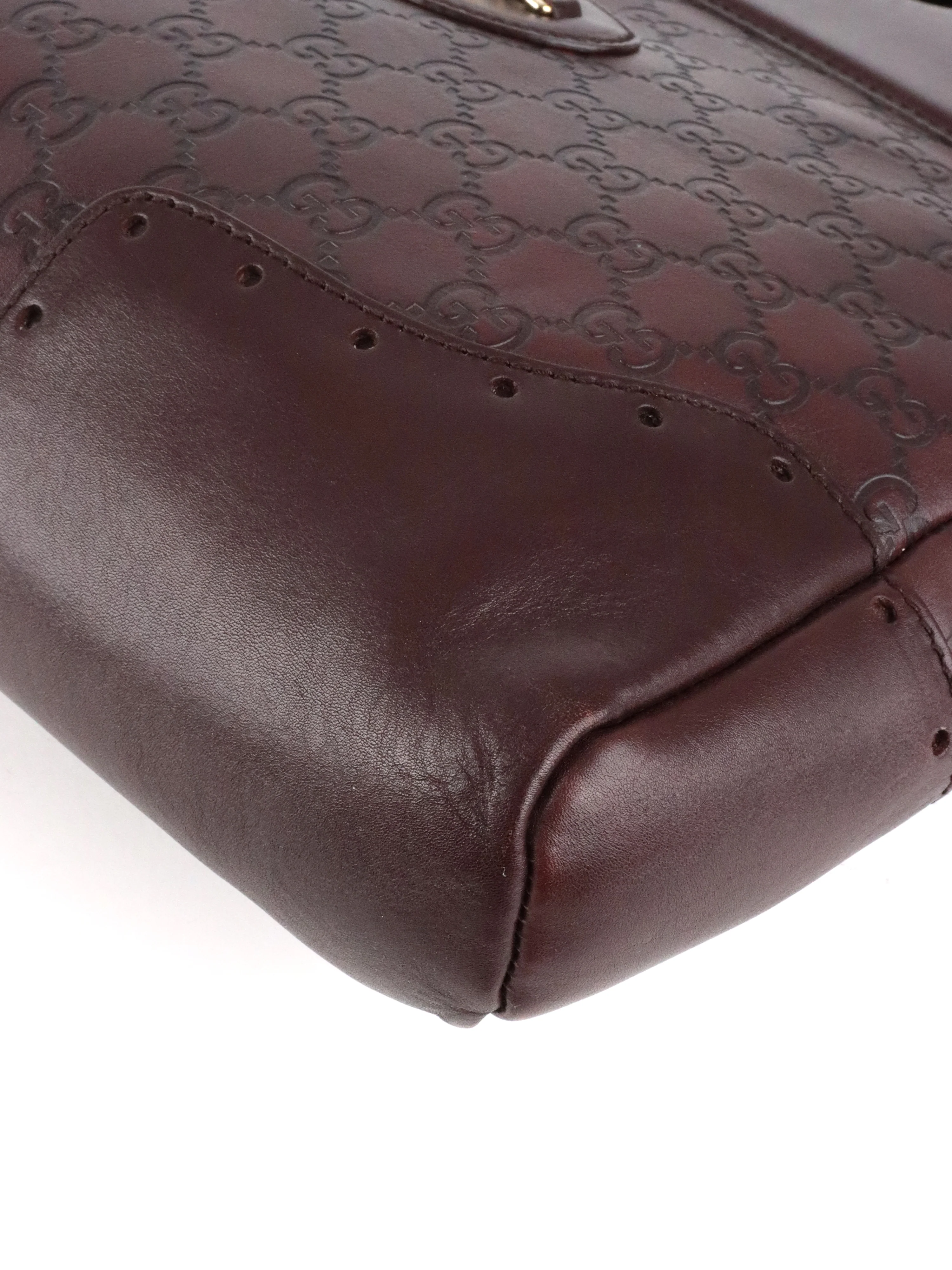 Gucci Vintage Medium Burgundy Guccissima Punch Top Handle Tote