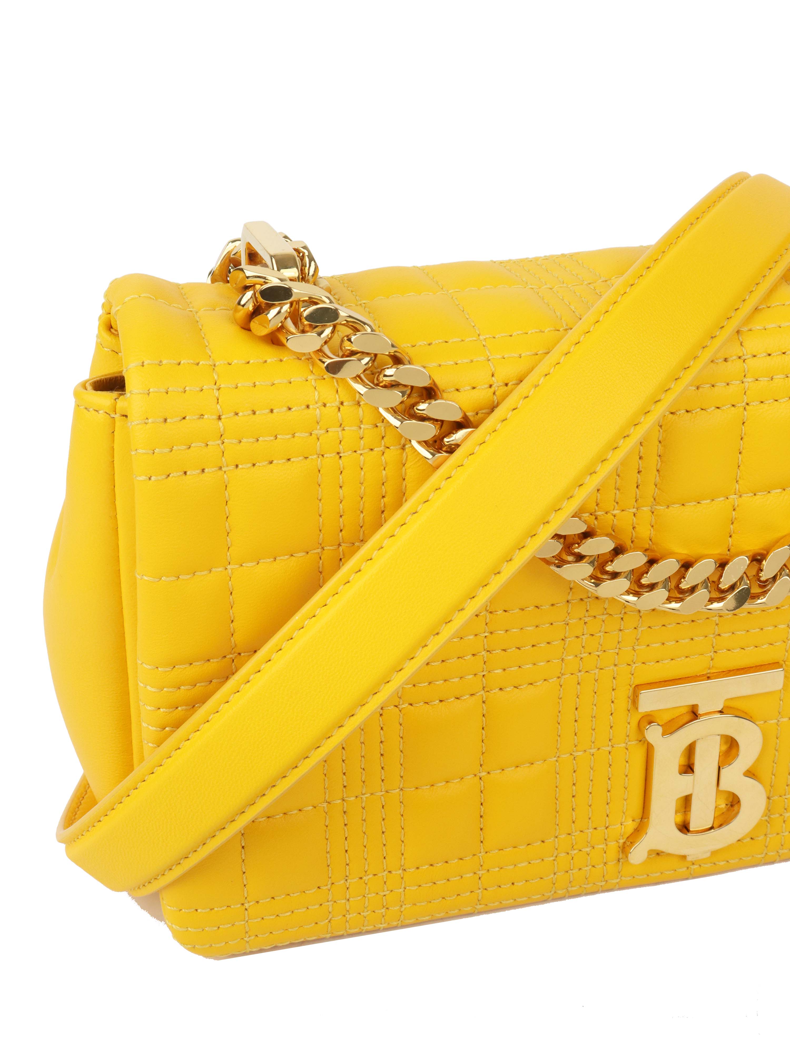 Burberry Yellow Quitled Leather Small Lola Bag.