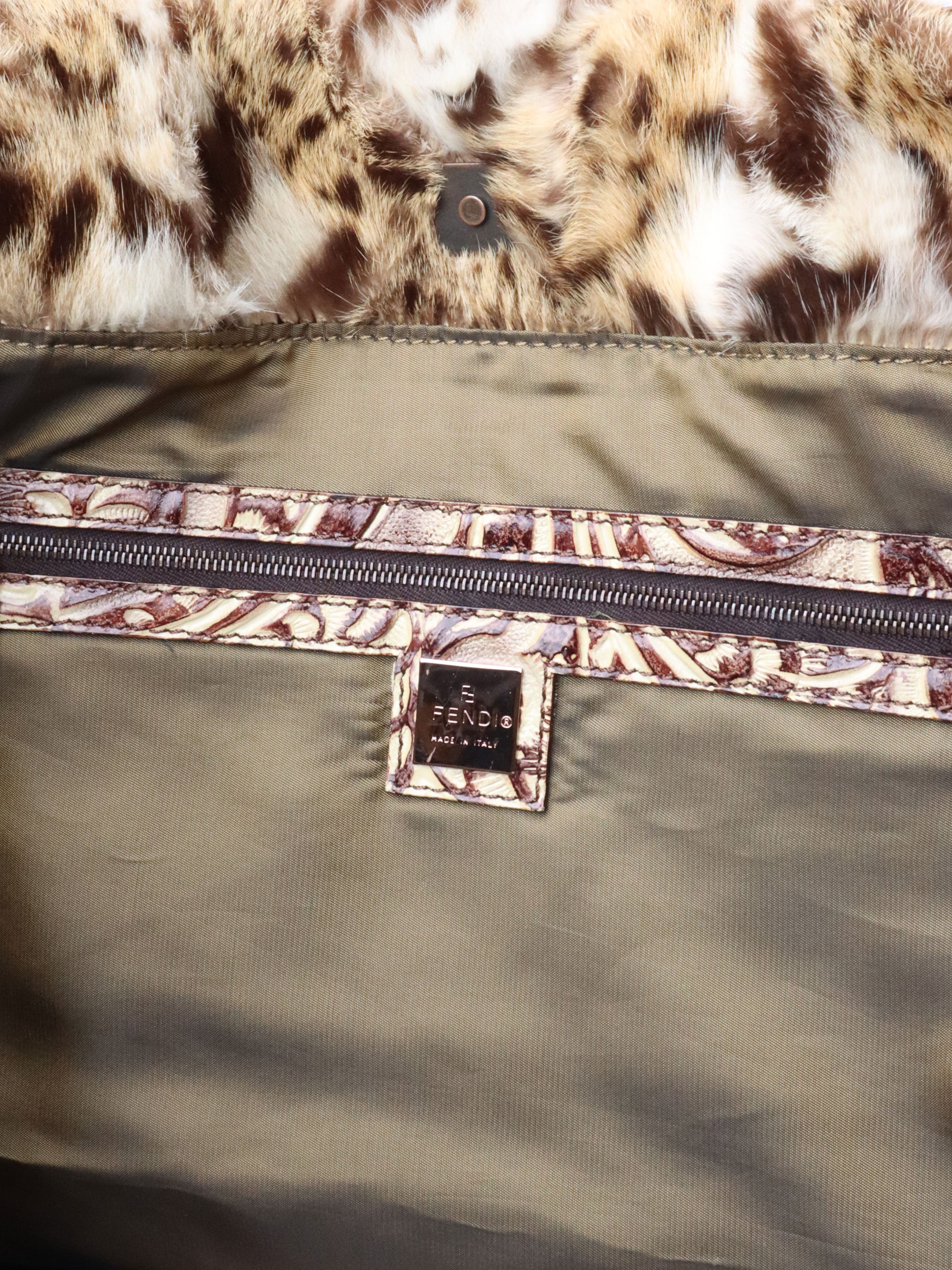 Fendi Brown/Cream Lynxcat Tote Bag
