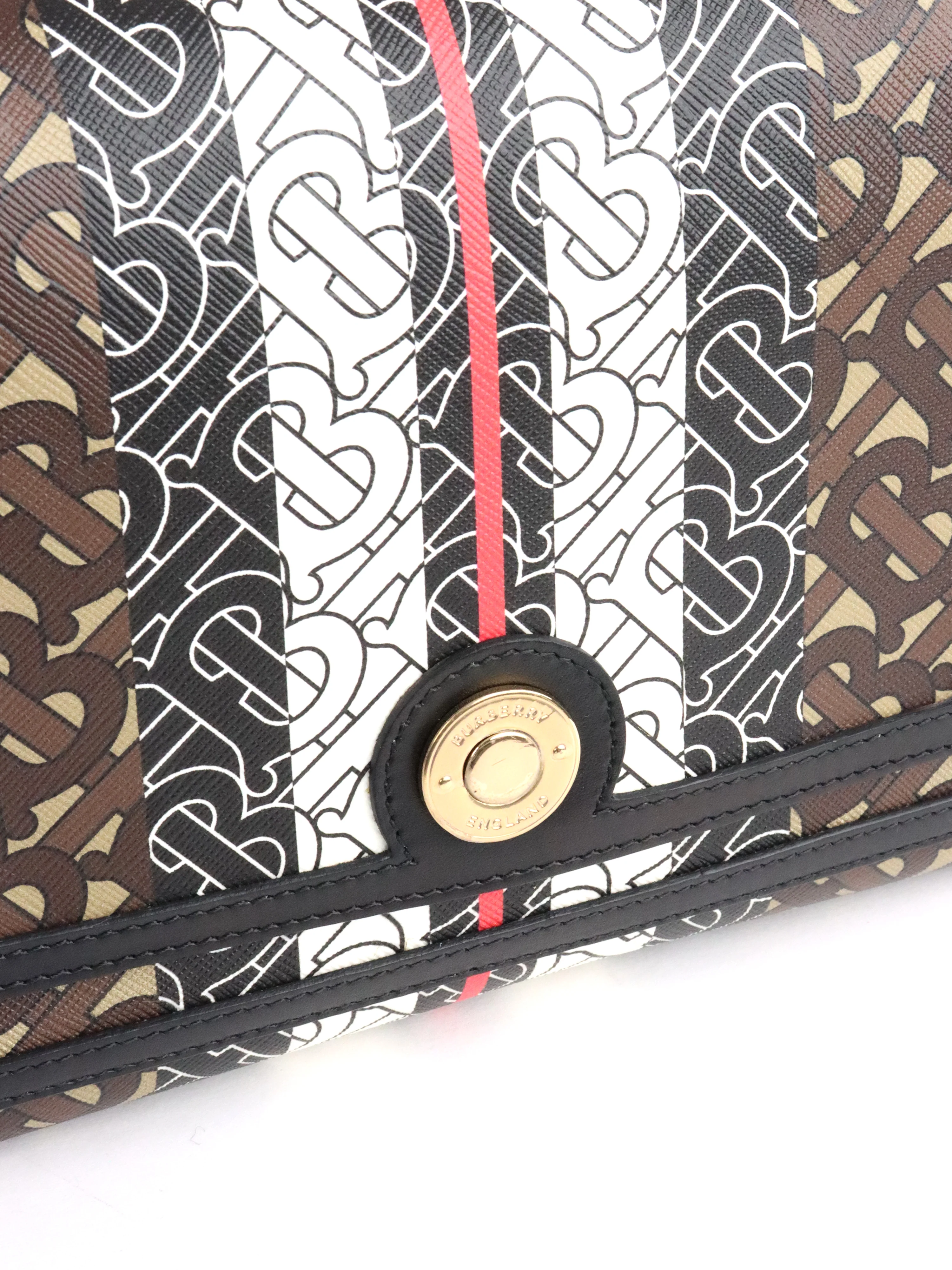 Burberry Monogram Stripe E-Canvas Note Crossbody Bag