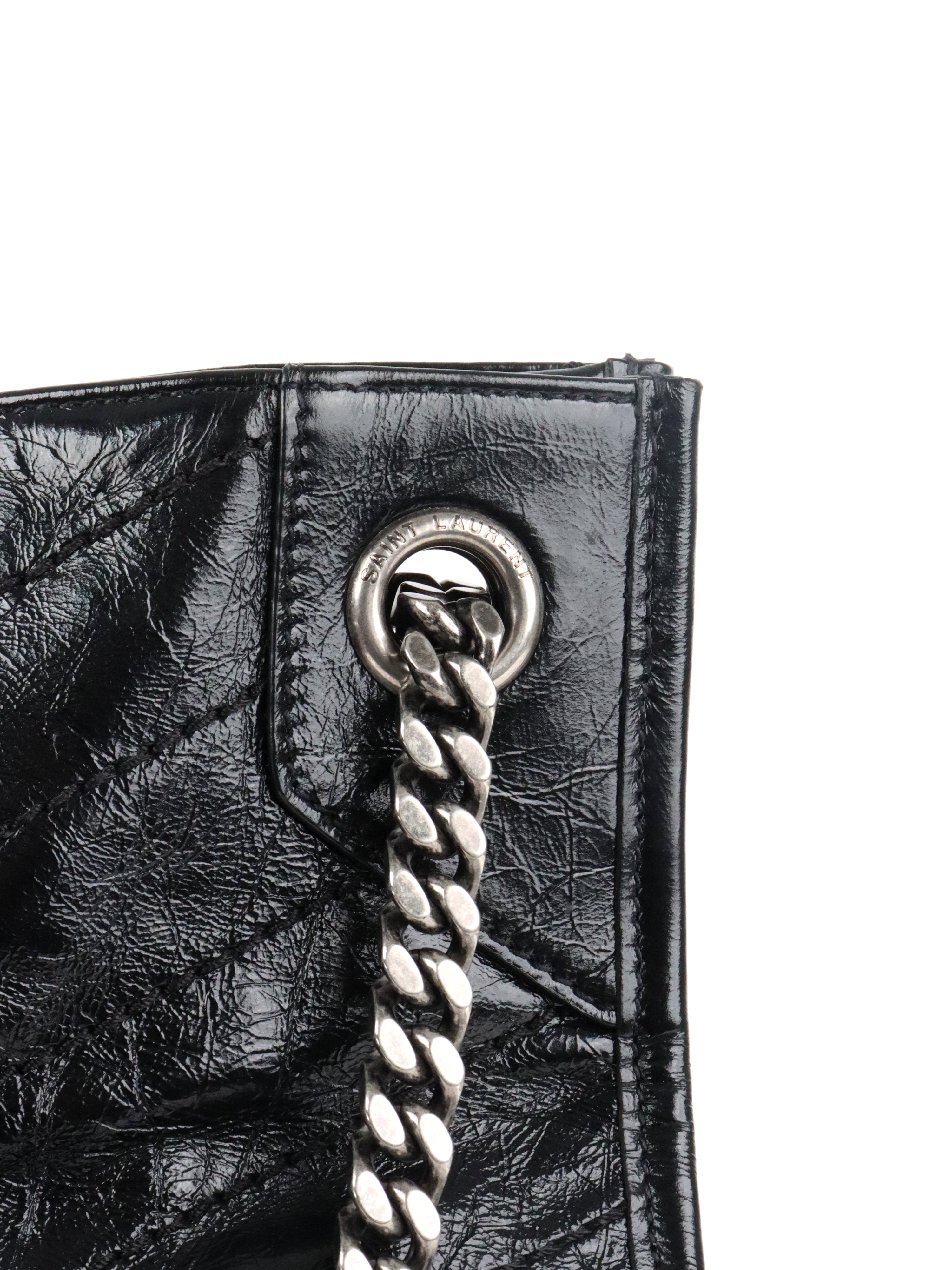 Saint Laurent Black Vintage Leather Niki Shopping Tote
