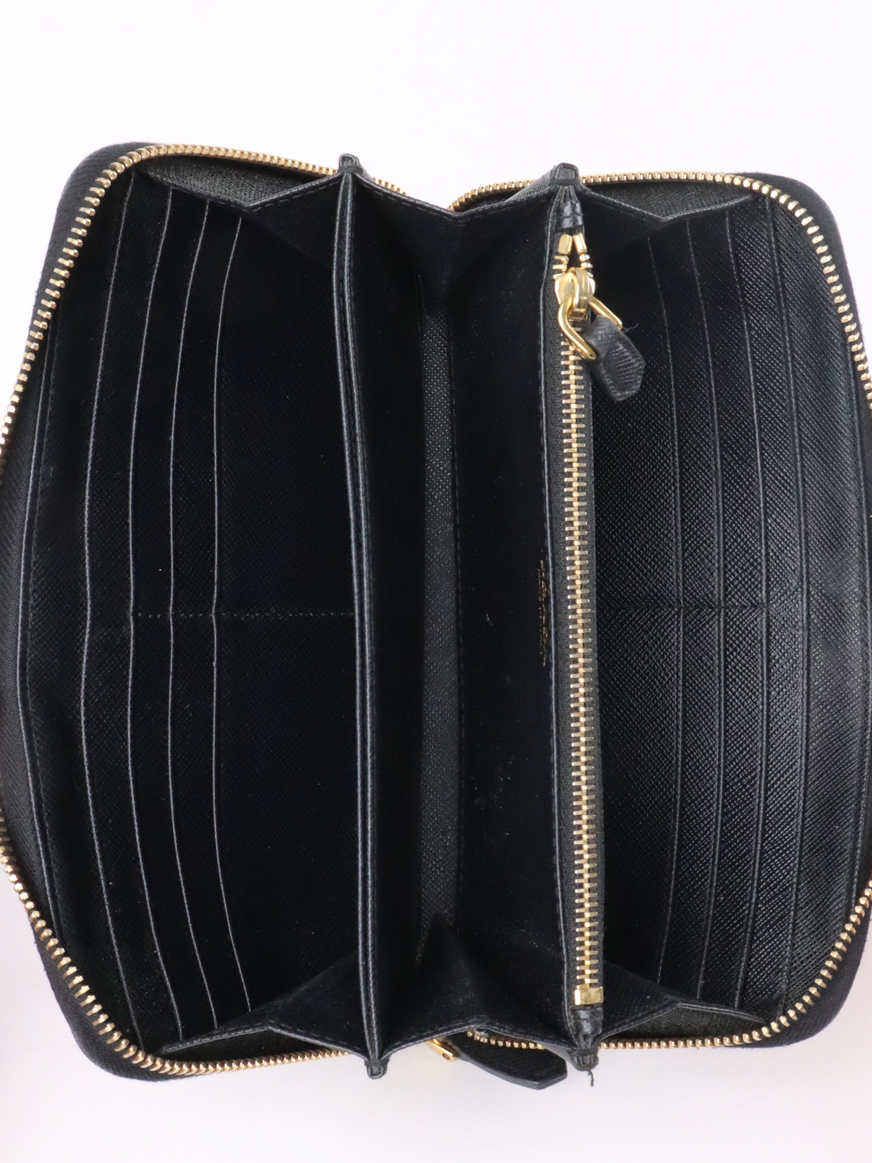 Prada Black Large Saffiano Zip Wallet