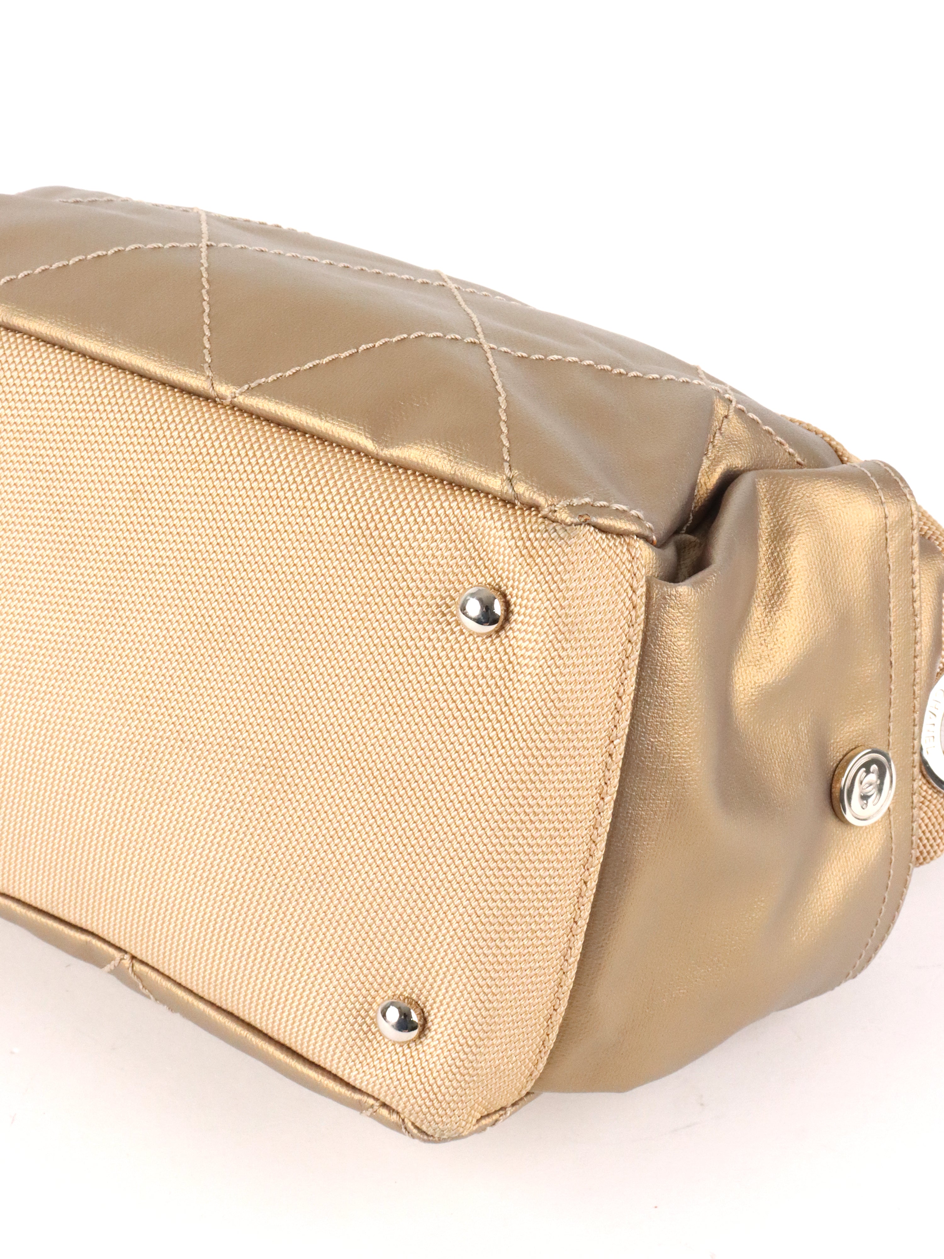 Chanel Champaign Paris Biarritz Quilted Coated Canvas Bag