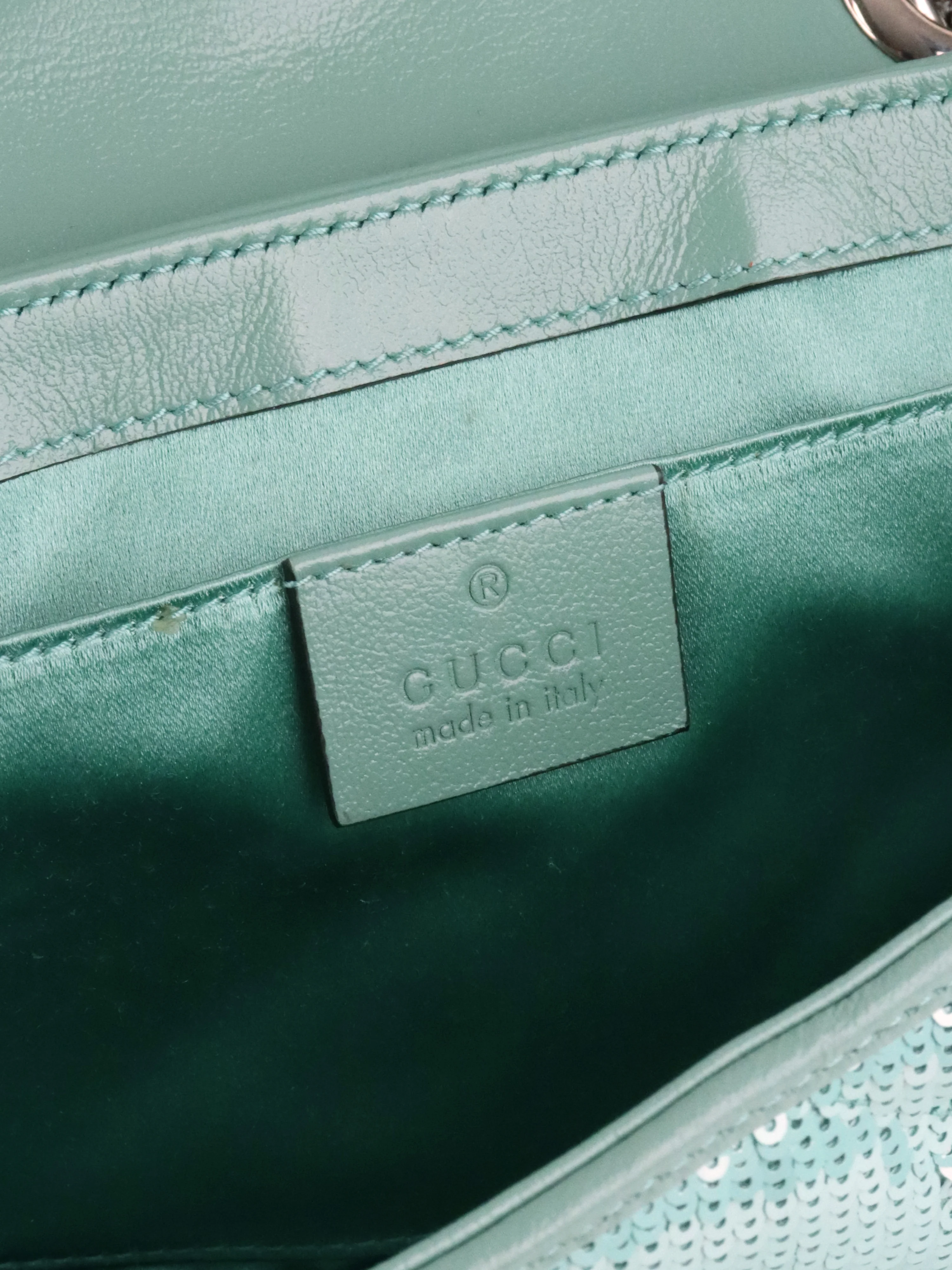 Gucci Mini Marmont Mint Green Sequin Shoulder Bag
