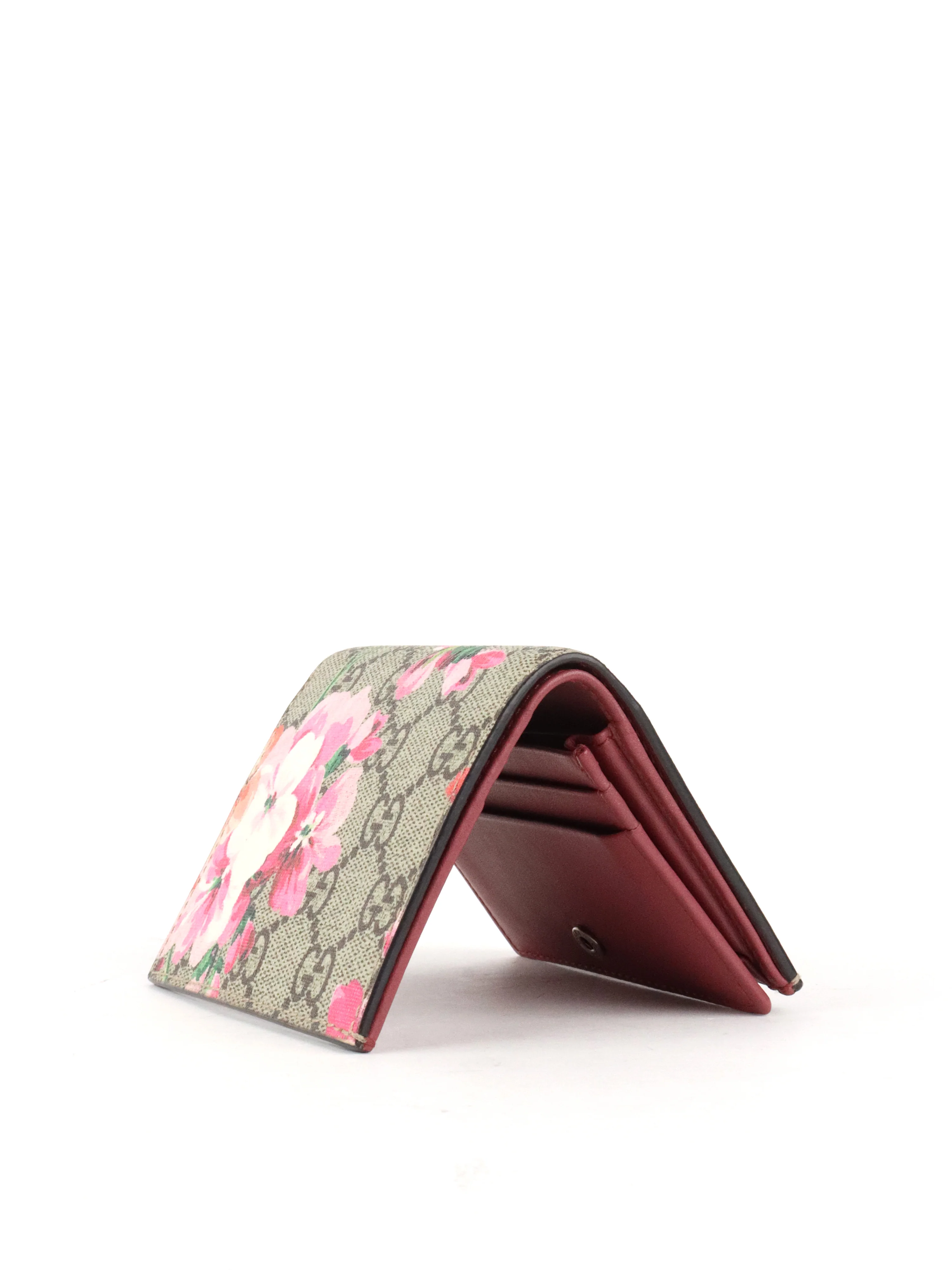 Gucci Ebony  Pink Bloom Supreme Fold Wallet