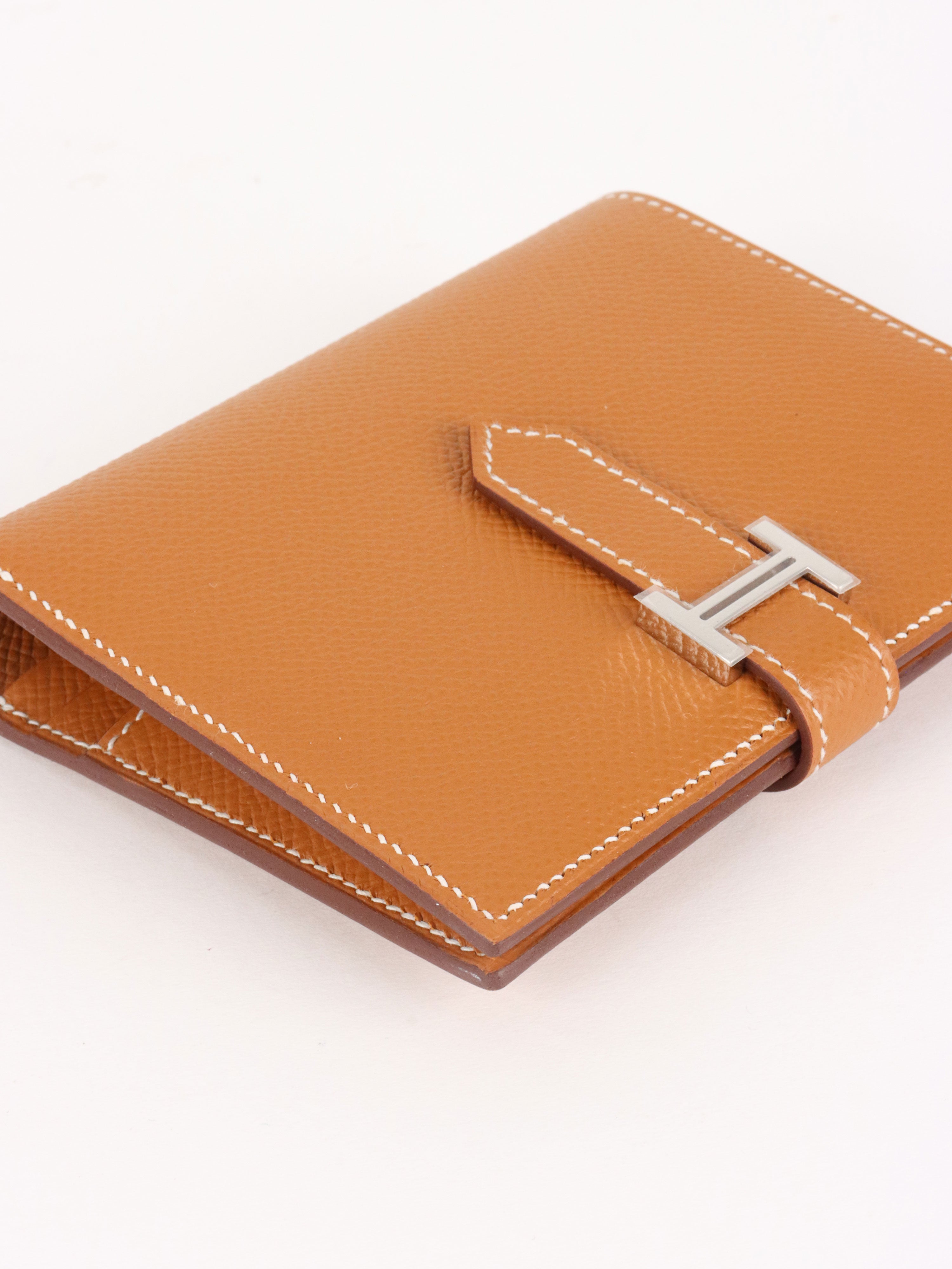 Hermes Gold Epsom Bearn Compact Wallet PHW.